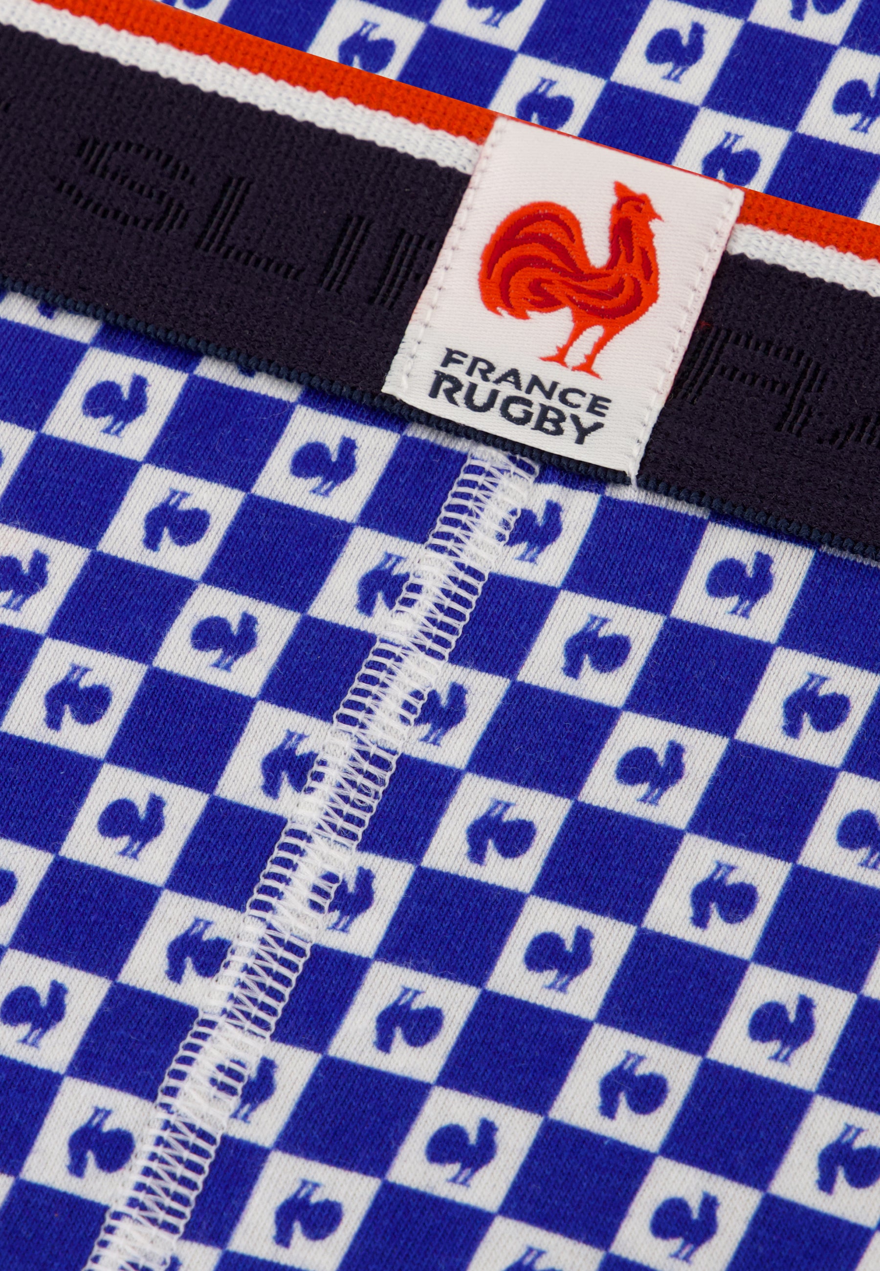 Boxer en coton - Marius Damier Indigo France Rugby