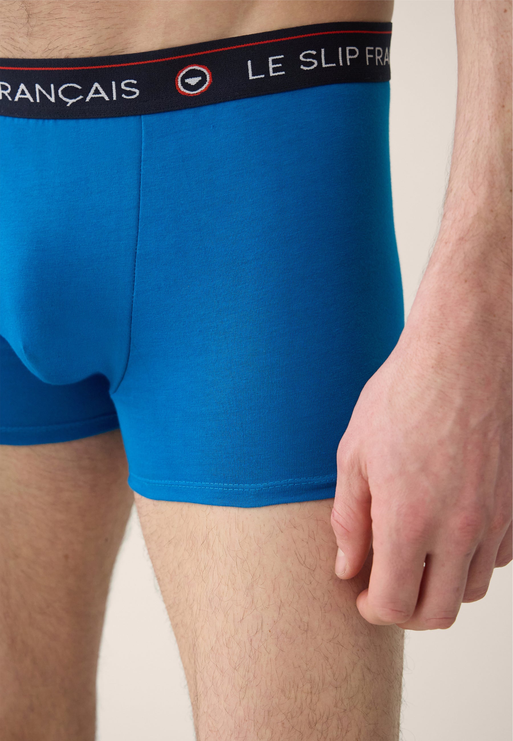 Pack of 3 cotton boxers - Redoutable Navy Blue Turquoise Marius Harlequin Washed Denim Boxer Trio