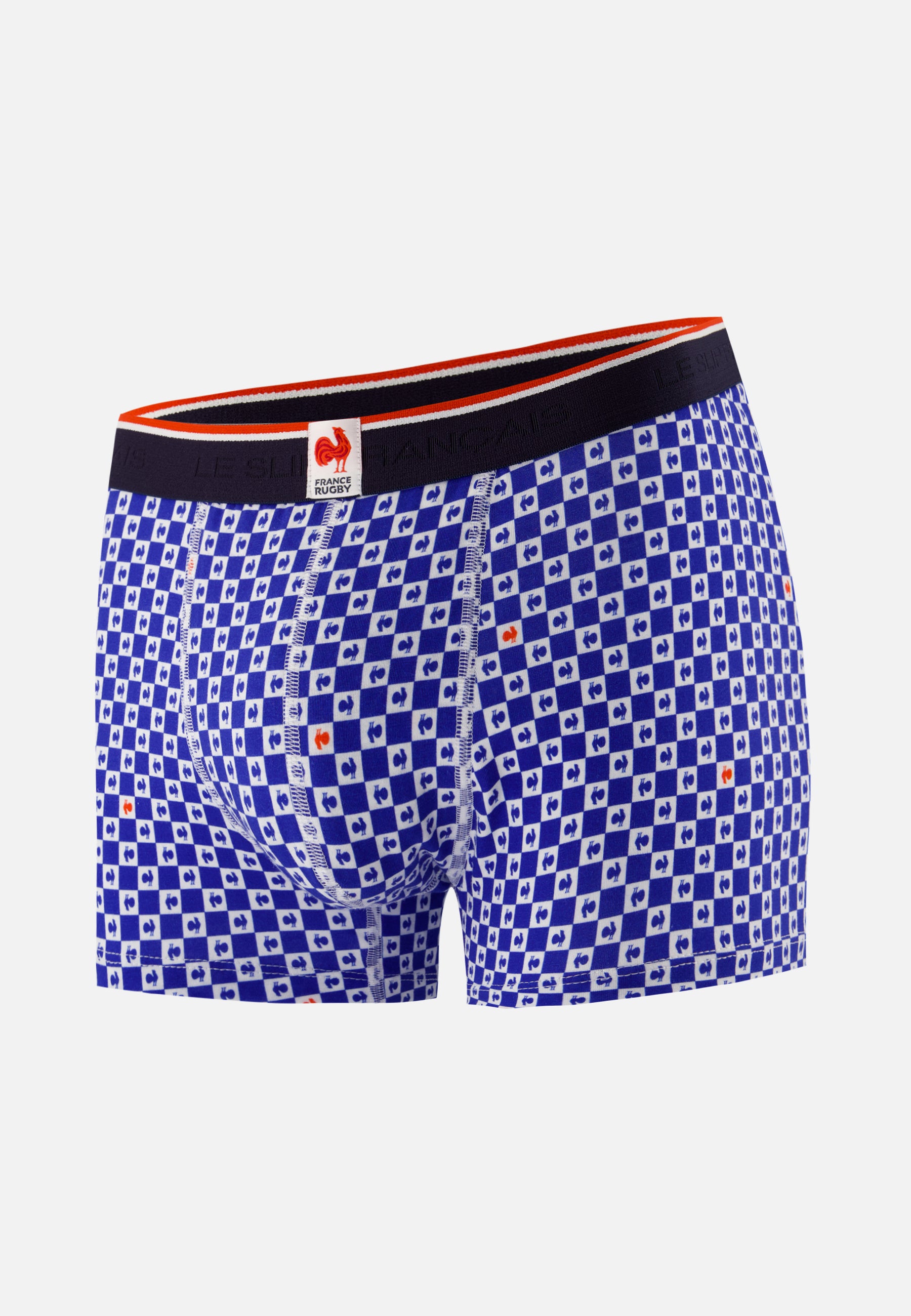Blue checkered France Rugby boxer shorts in cotton - Marius Damier Indigo France Rugby