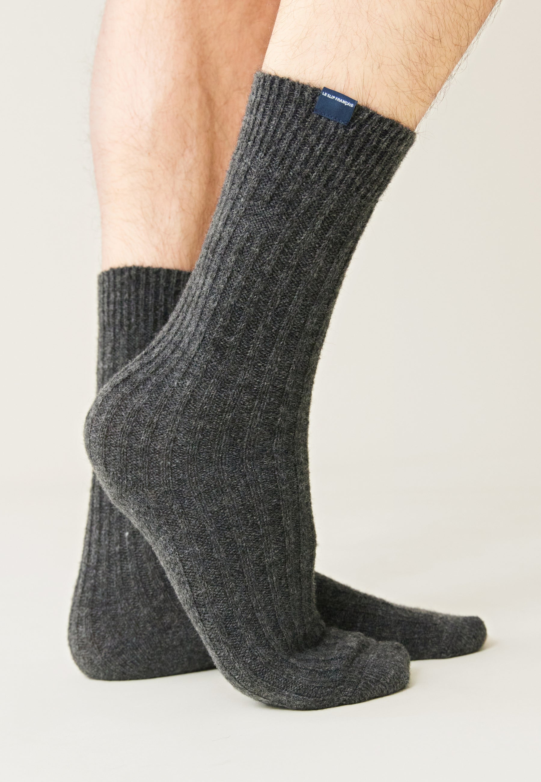 Chaussettes mi-hautes grises avec mohair - Andy Gris Chine