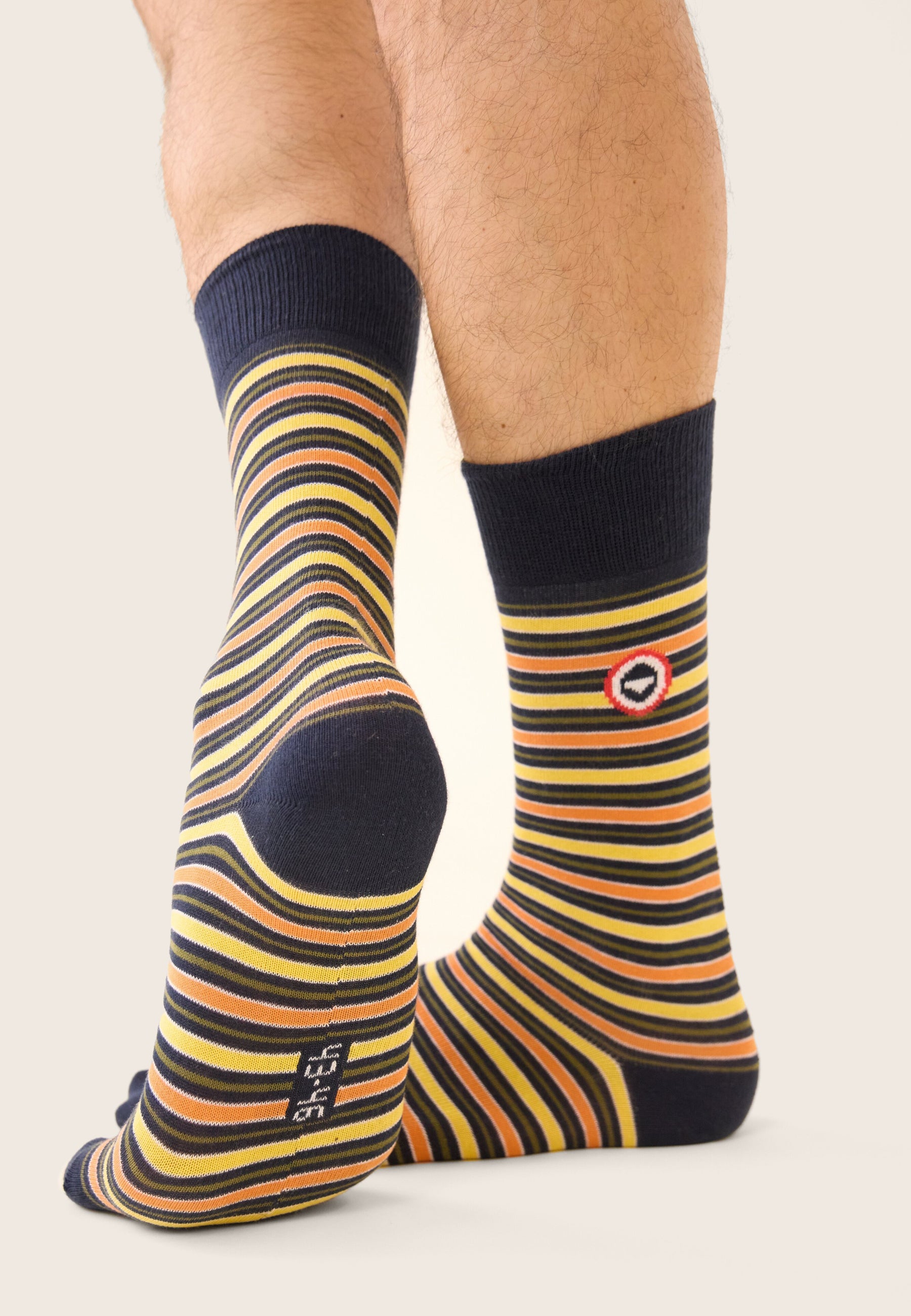 Chaussettes mi-hautes kaki à rayures matelas - Lucas Rayure Matelas Kaki Veronese