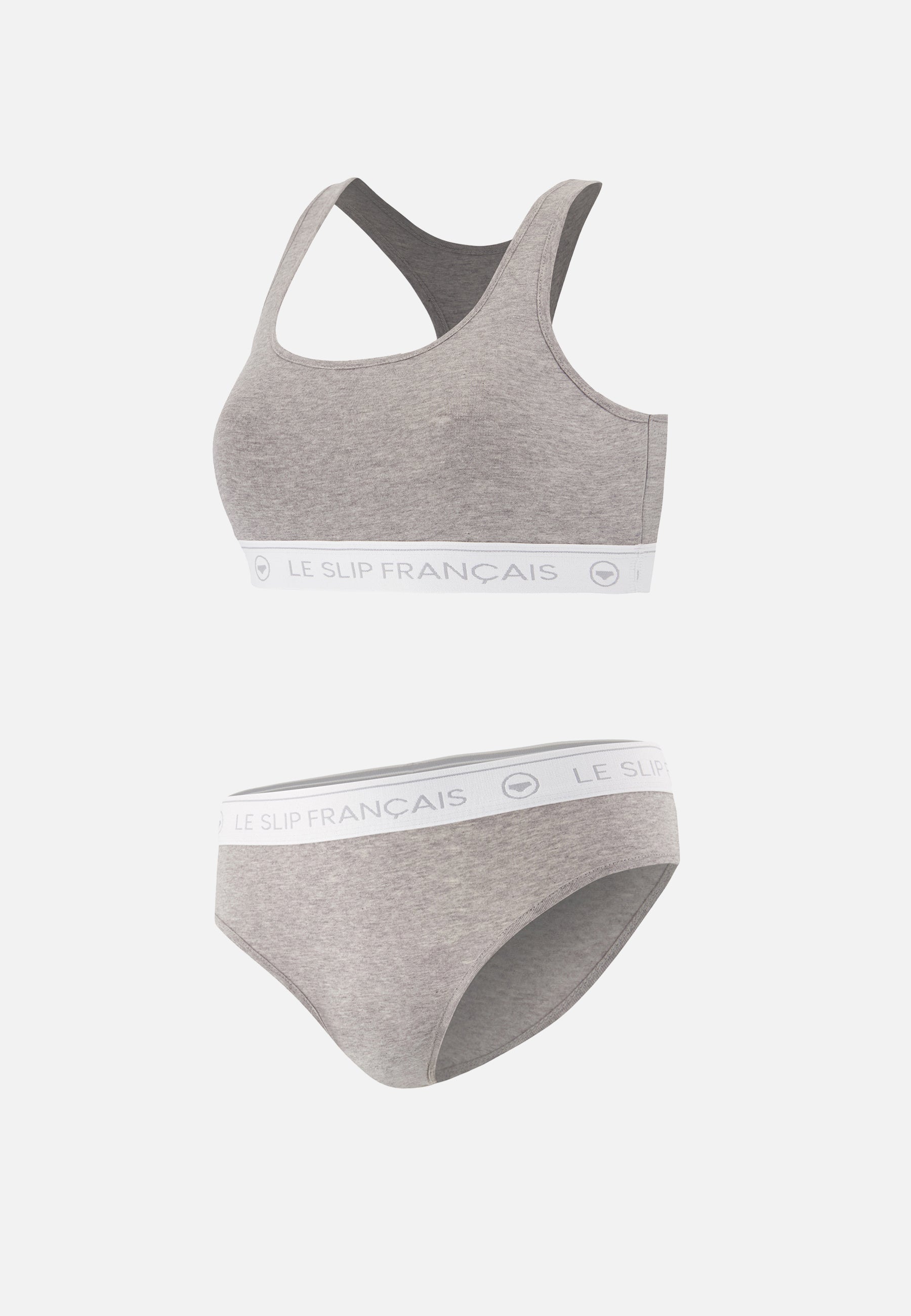 Cotton bralette panty set - Laughing Tapageuse Heather Grey