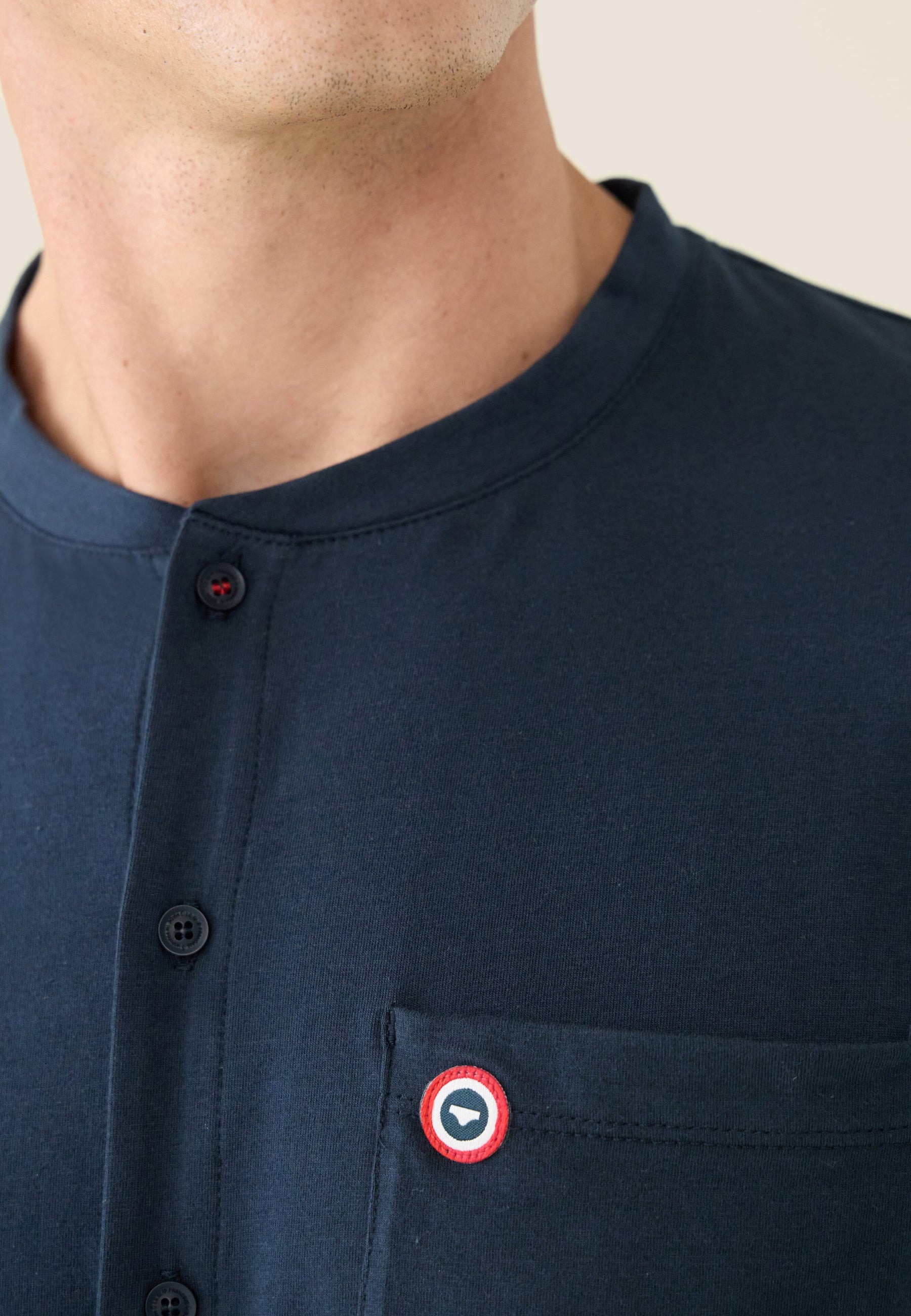 Ensemble pyjama haut et pantalon bleu marine en coton - Pyjama Haut Manches Longues Et Bas De Pyjama Long Hugo Marine
