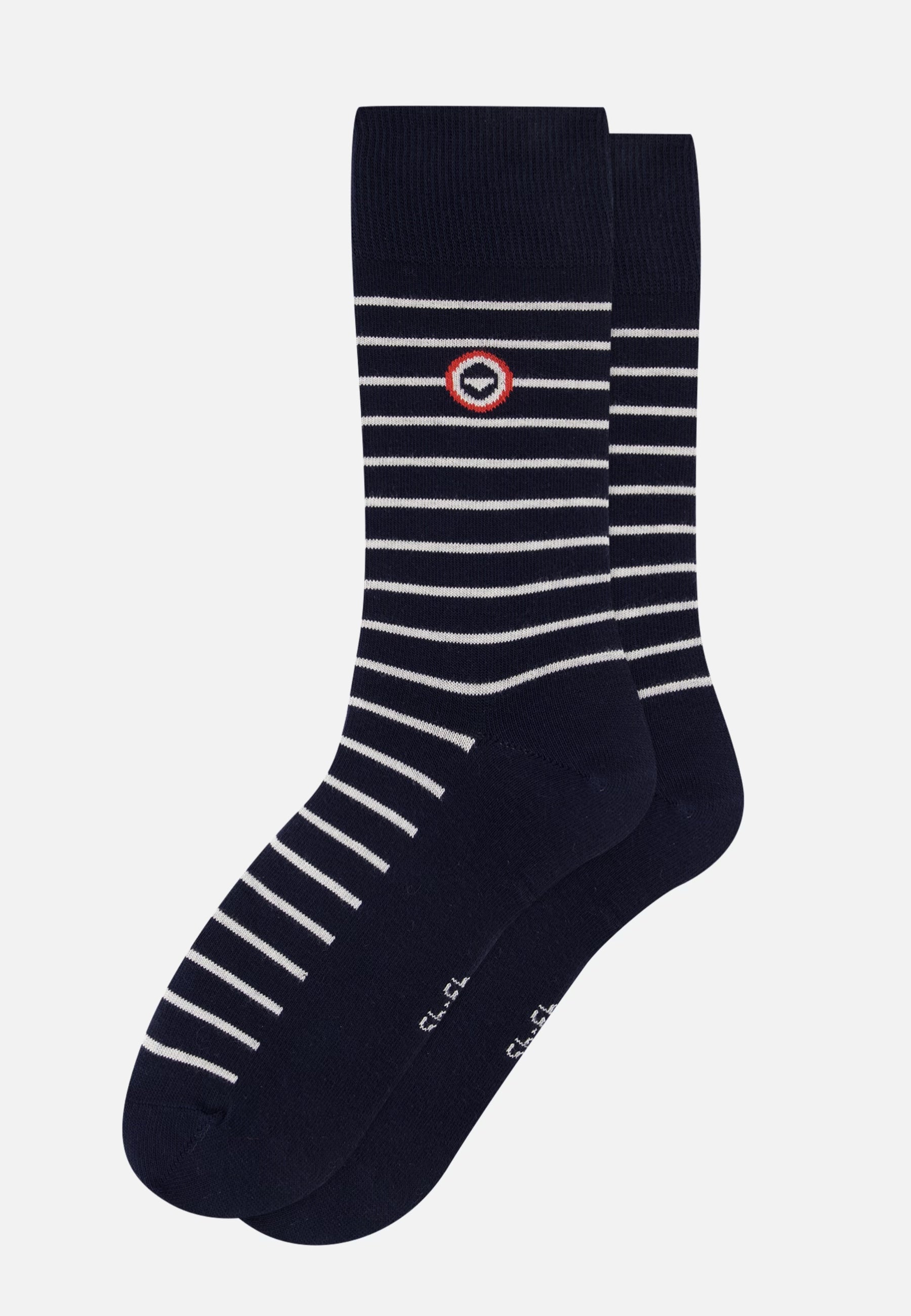 Chaussettes mi-hautes bleu marine à rayures blanches - Robuste Marine Rayures Blanches