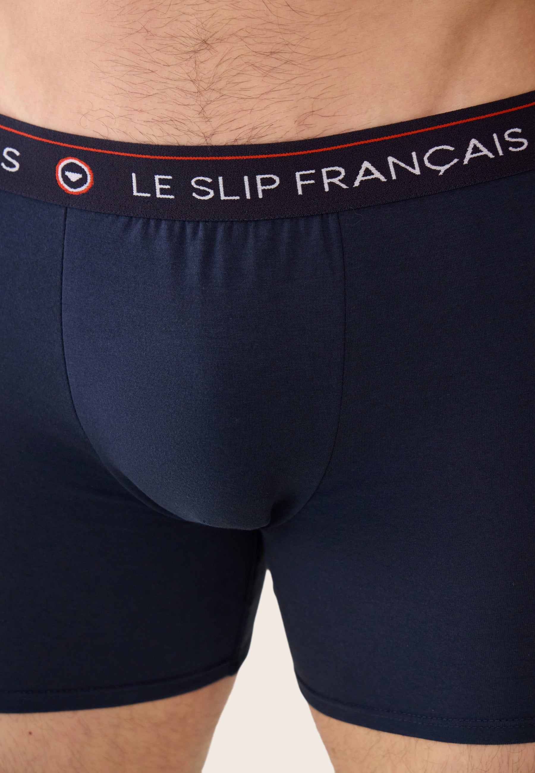 Lot de 3 boxers longs en coton - Boxers Longs Rayures Coq Bleu Ciel Chiné Marine