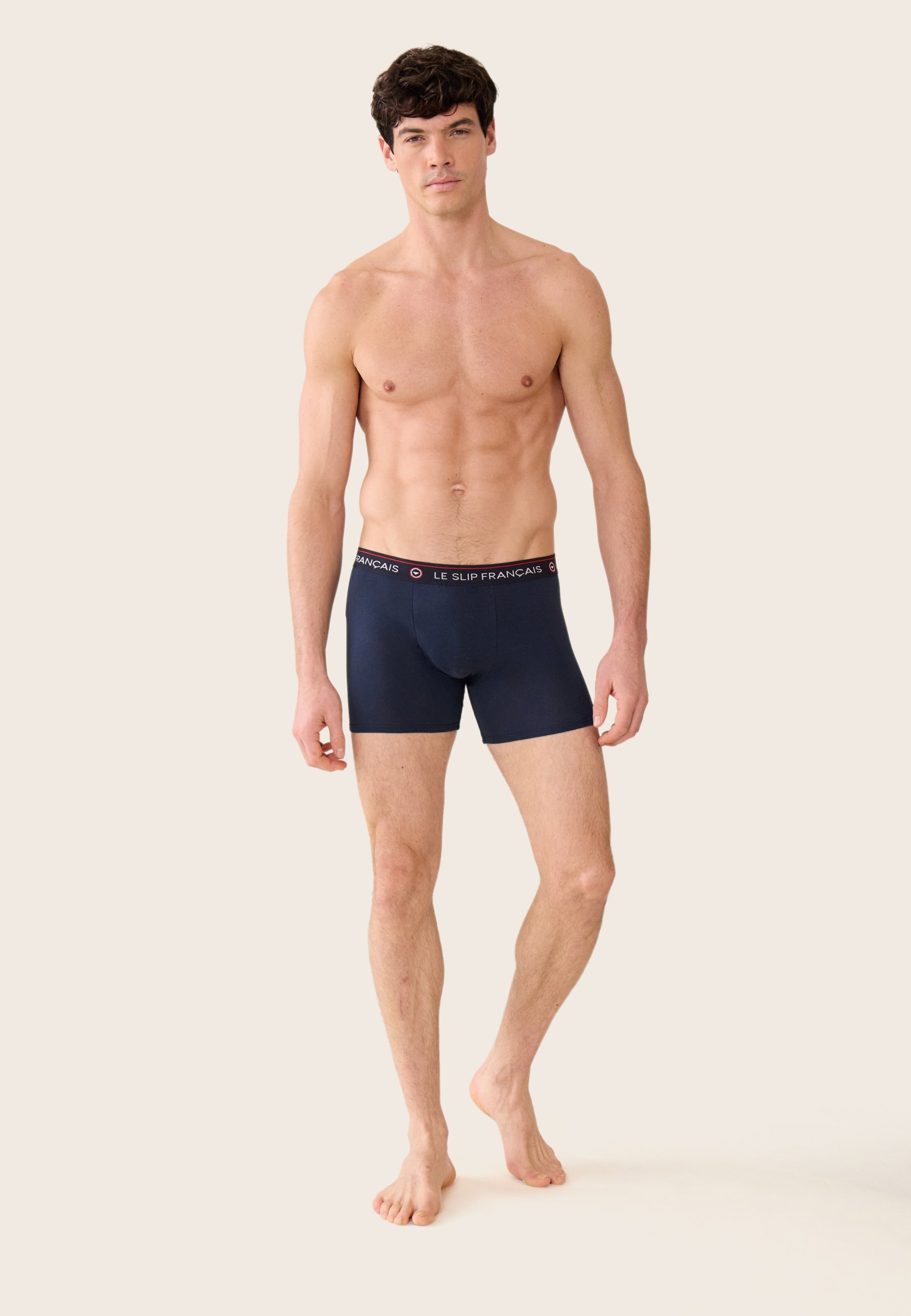 Lot de 3 boxers longs en coton - boxers Longs Marine