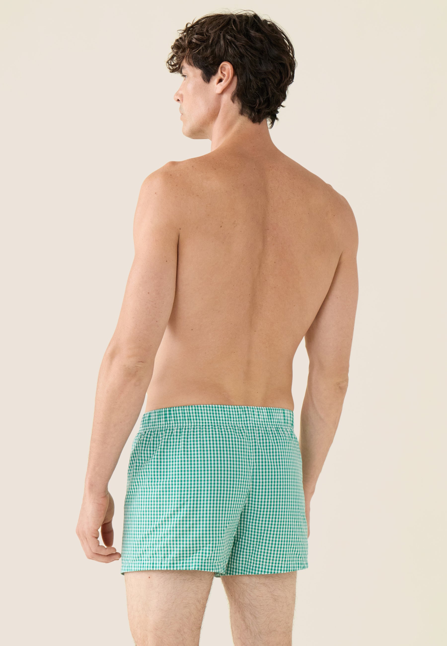 Green checked cotton boxer shorts - Jacques Carreaux Vichy Mint Green