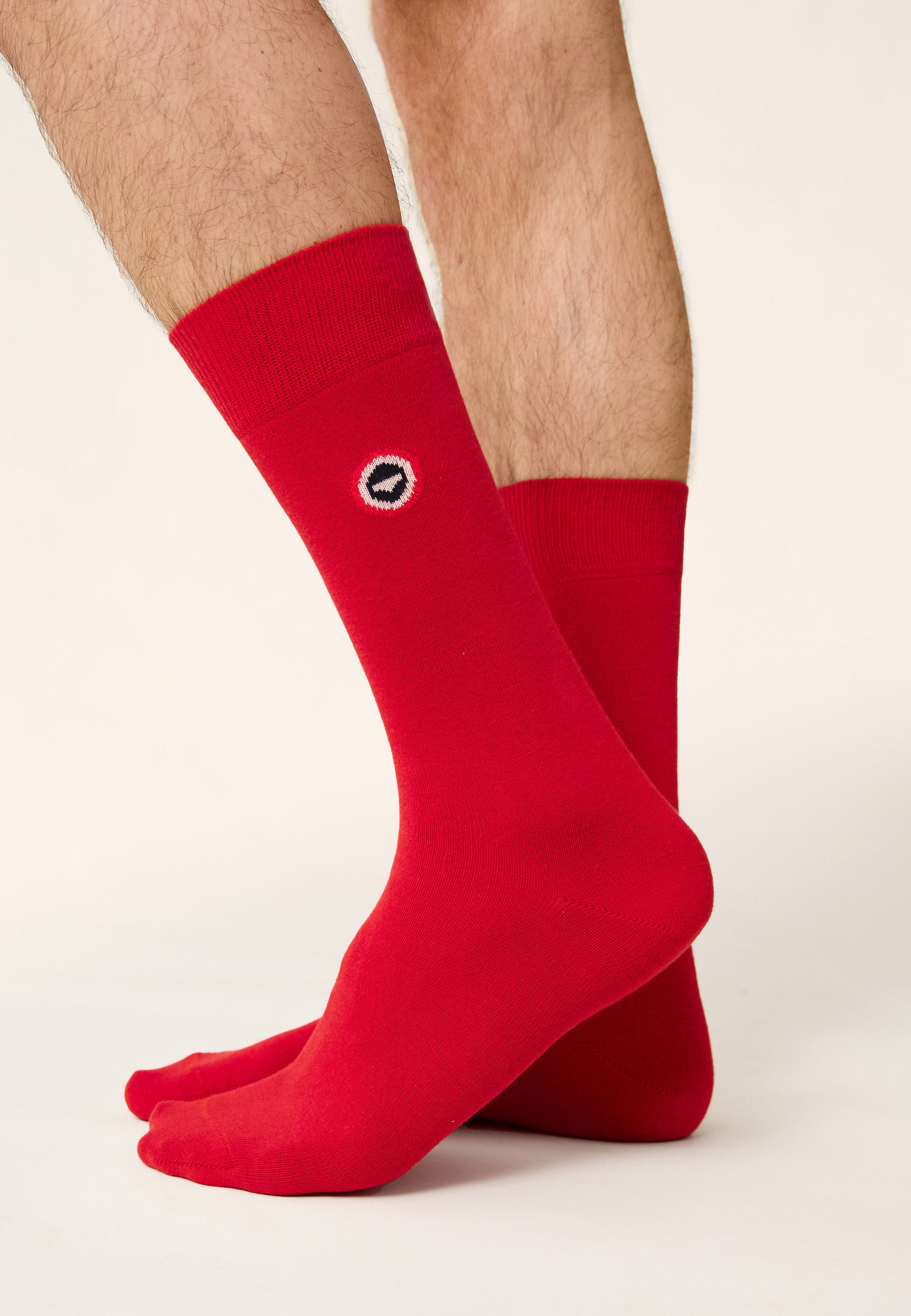 Unisex cotton mid-calf socks - Lucas Cherry Red
