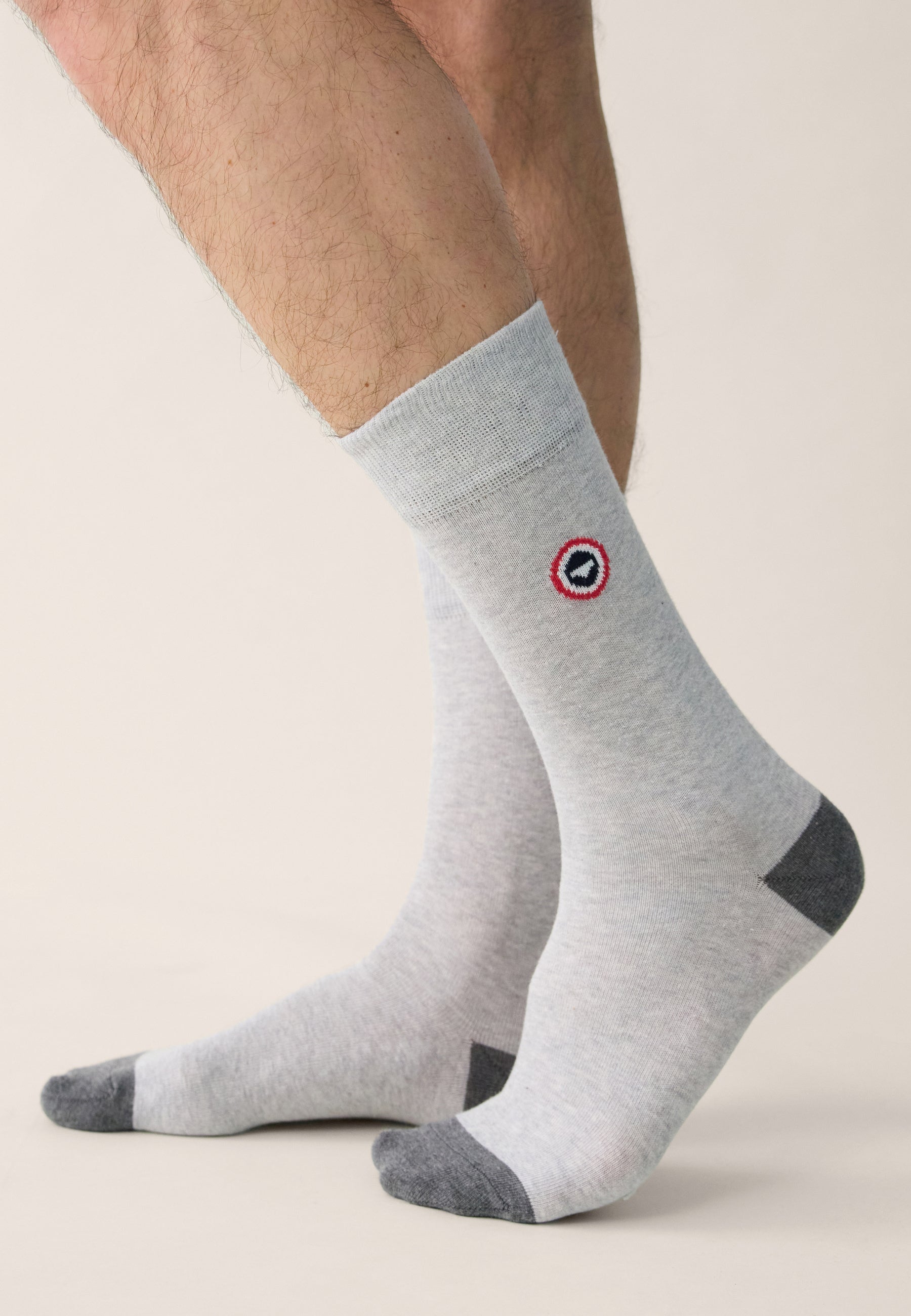 Pack of 10 cotton mid-calf socks - Charcoal Grey Black Light Grey White Navy Steel Red Cherry Stripes