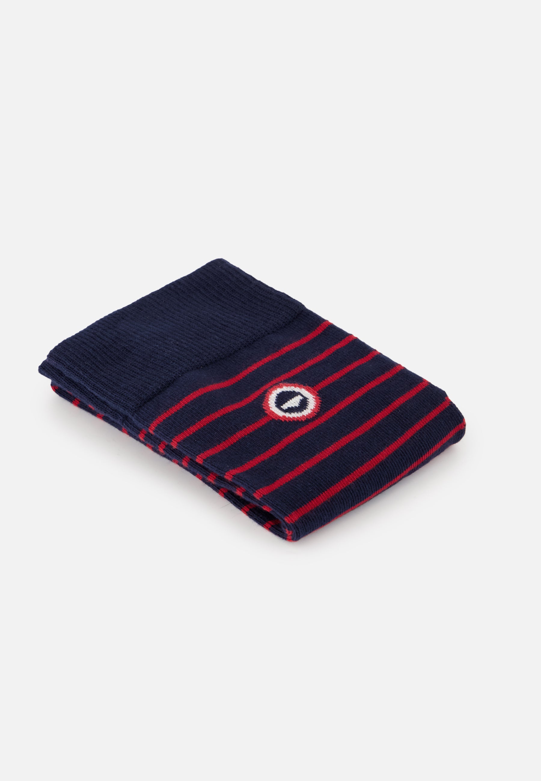 Navy Blue Red Stripe Mid-Calf Socks - Robust Navy Red Stripes