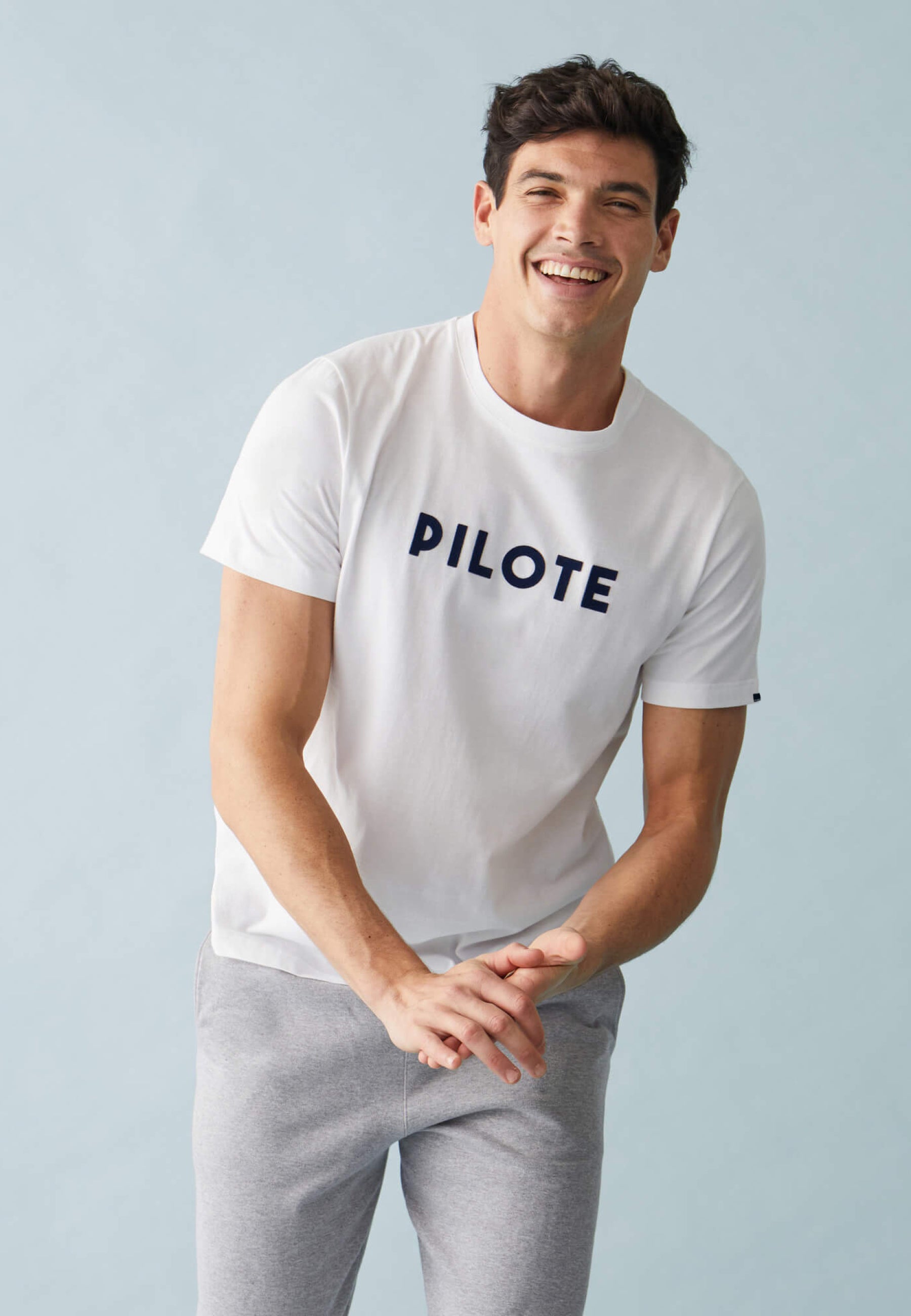 T-shirt col rond en coton - Jean-F Blanc