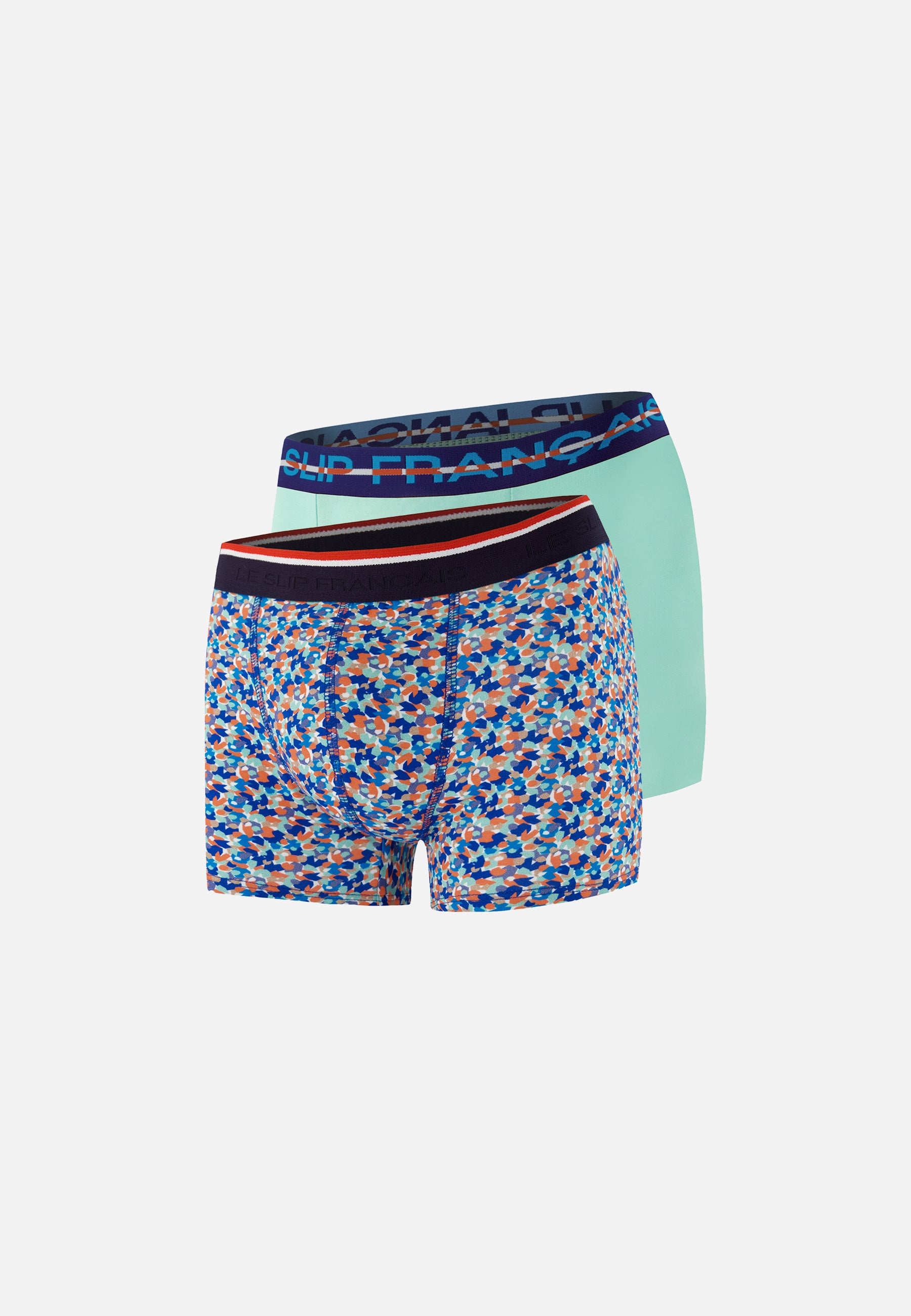 Pack of 2 cotton boxer shorts - Azure Green Boxer Shorts with Nautical Blue Confetti