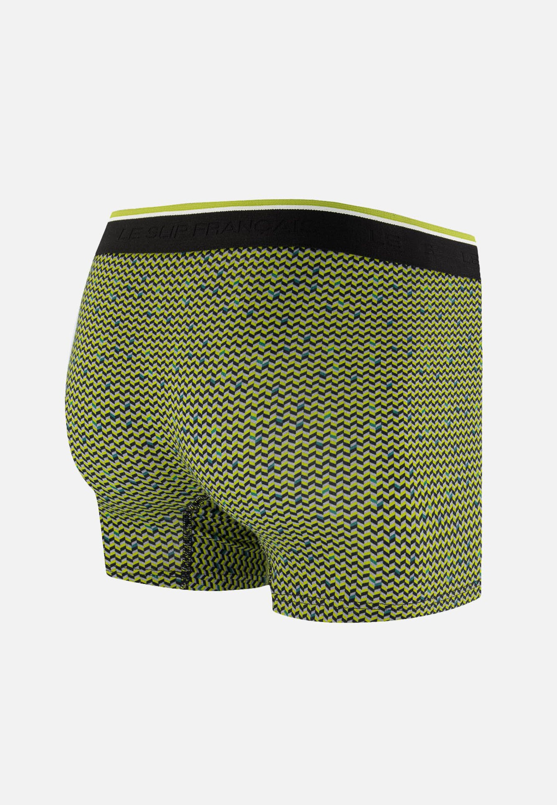 Boxer à motif chevron jaune anis en coton - Marius Chevron Jaune Anis