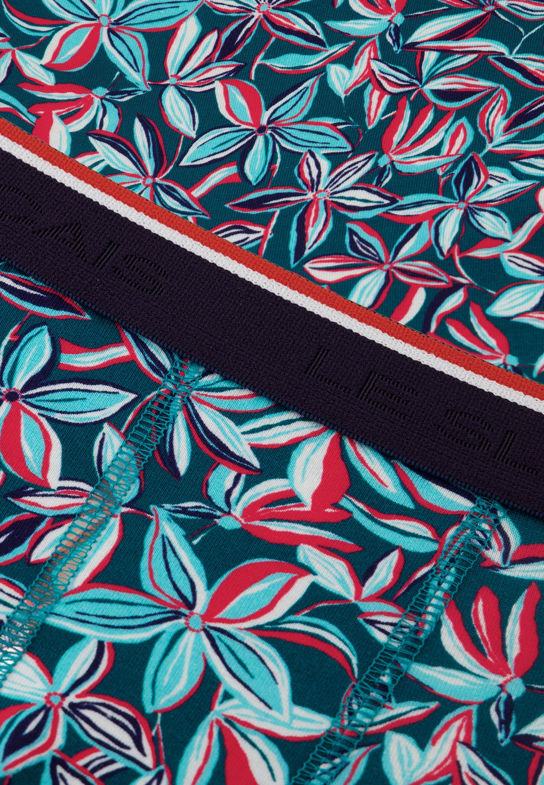 Boxer bleu à motif jasmin en coton - Marius Jasmin Bleu Canard