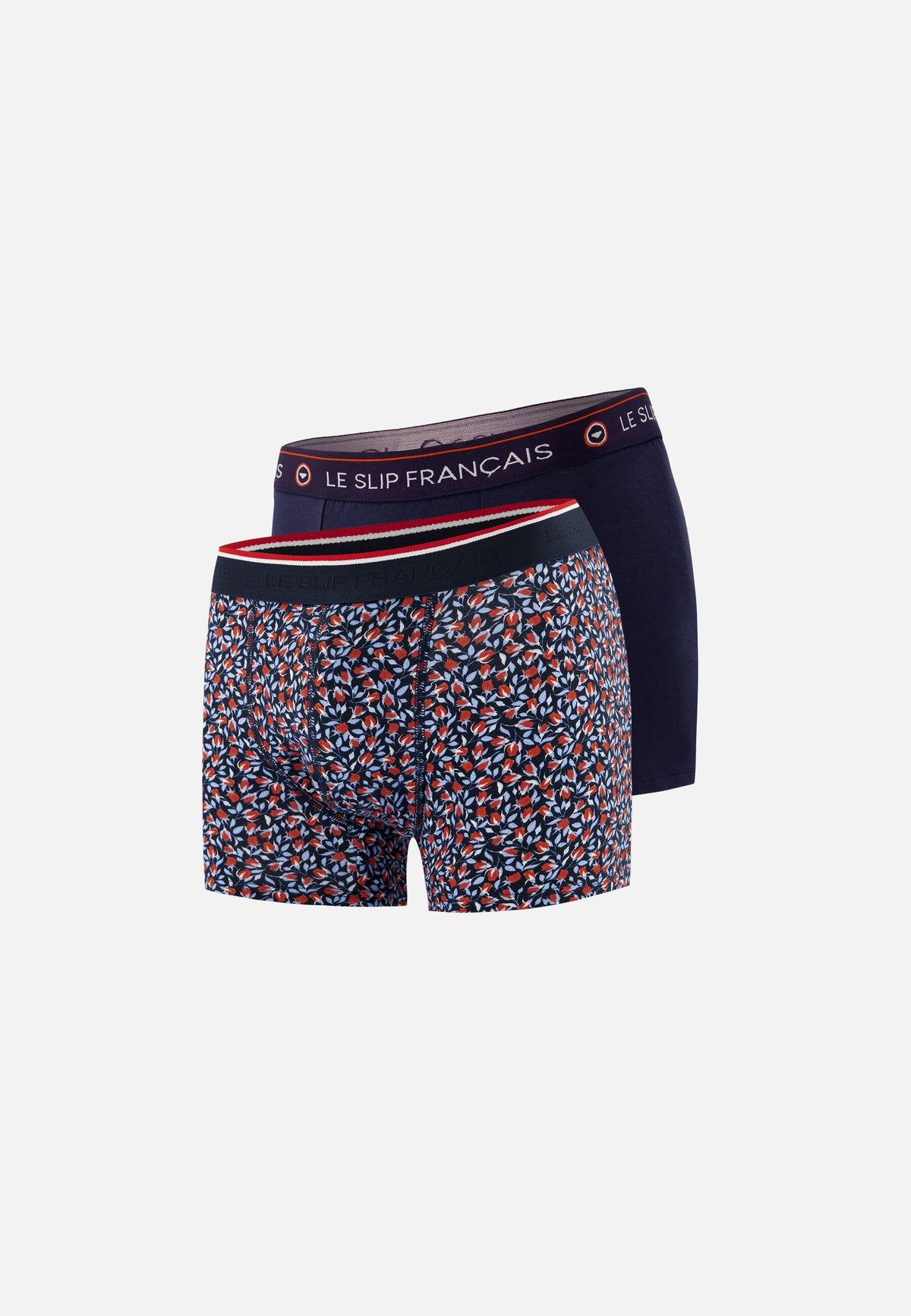 Lot de 2 boxers en coton - Boxers Marine Rose Rouge Brique
