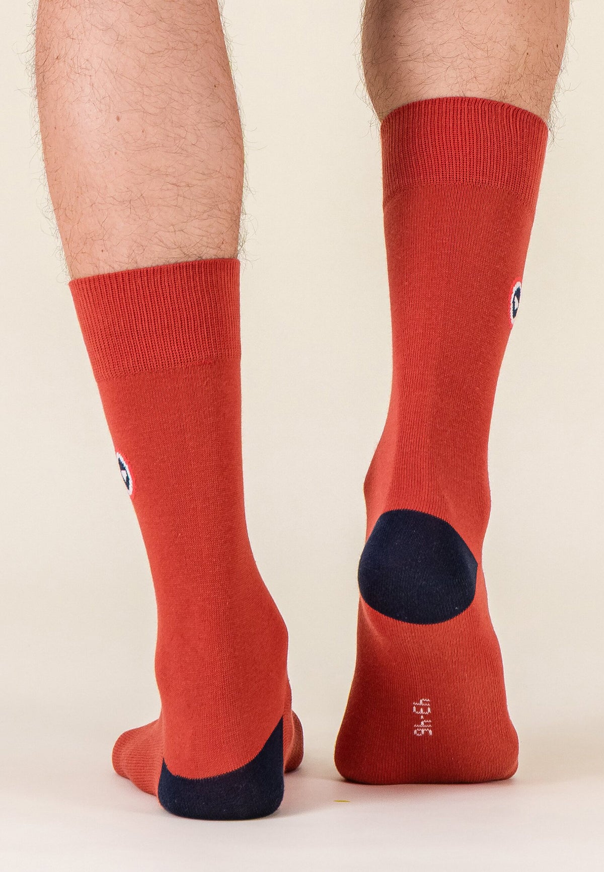 Lot de 3 chaussettes mi-haute en coton - Chaussettes Marine Rouge Brique Damier Rouge Brique Marine