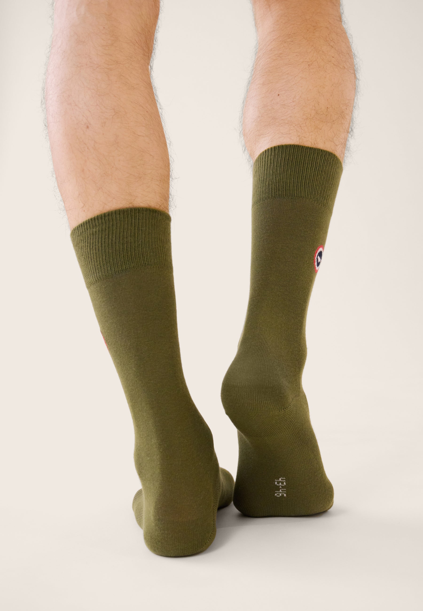Set of 2 mid-calf socks - Khaki Veronese Socks with Mattress Stripes