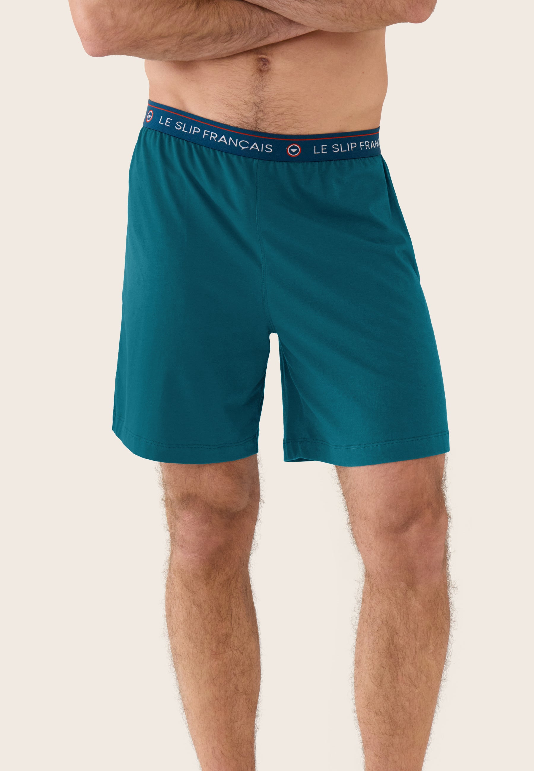 Bas de pyjamas court bleu en coton - Invincible Bleu Canard