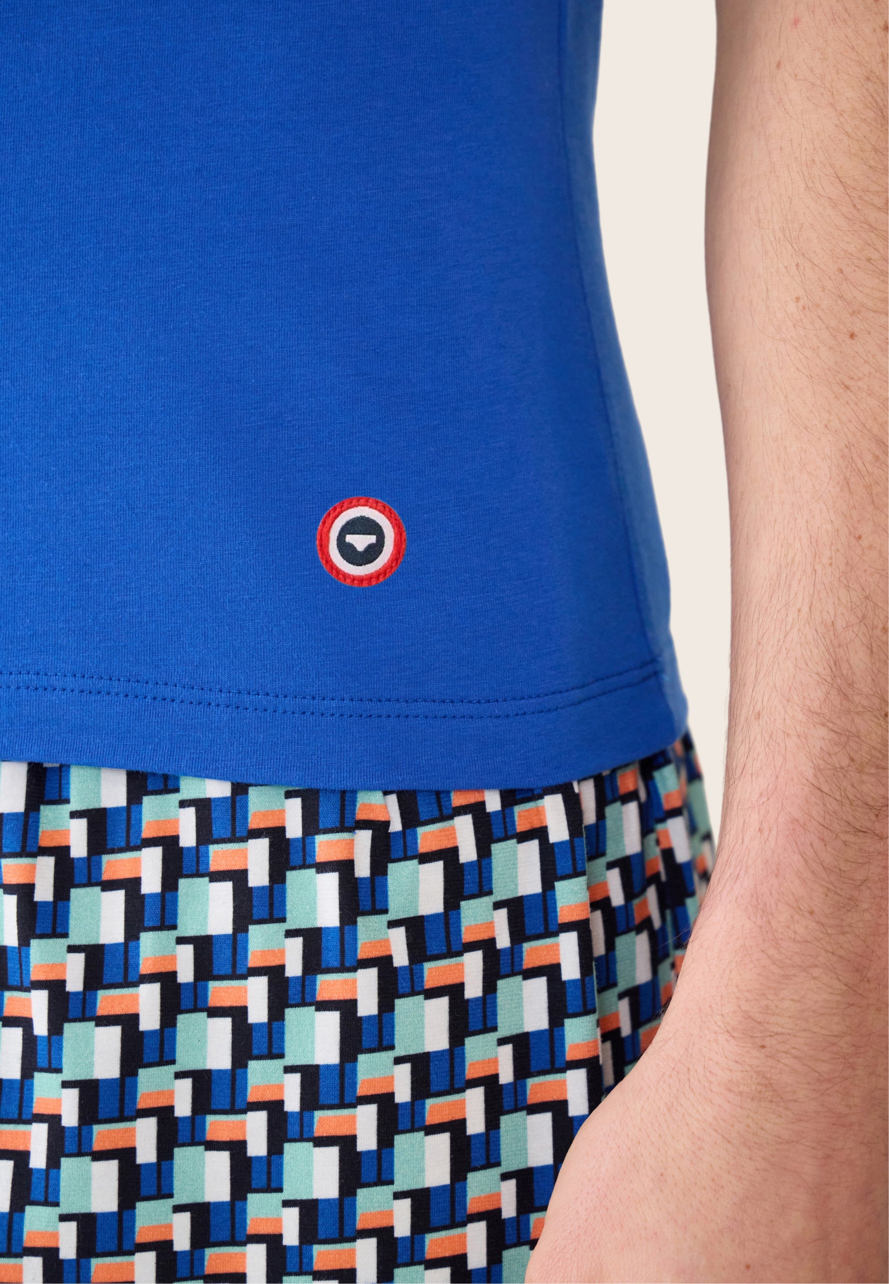 Ensemble pyjama débardeur et short en coton - Pyjama haut sans manches Fulminant bleu et bas de pyjama court Fredy corbusier