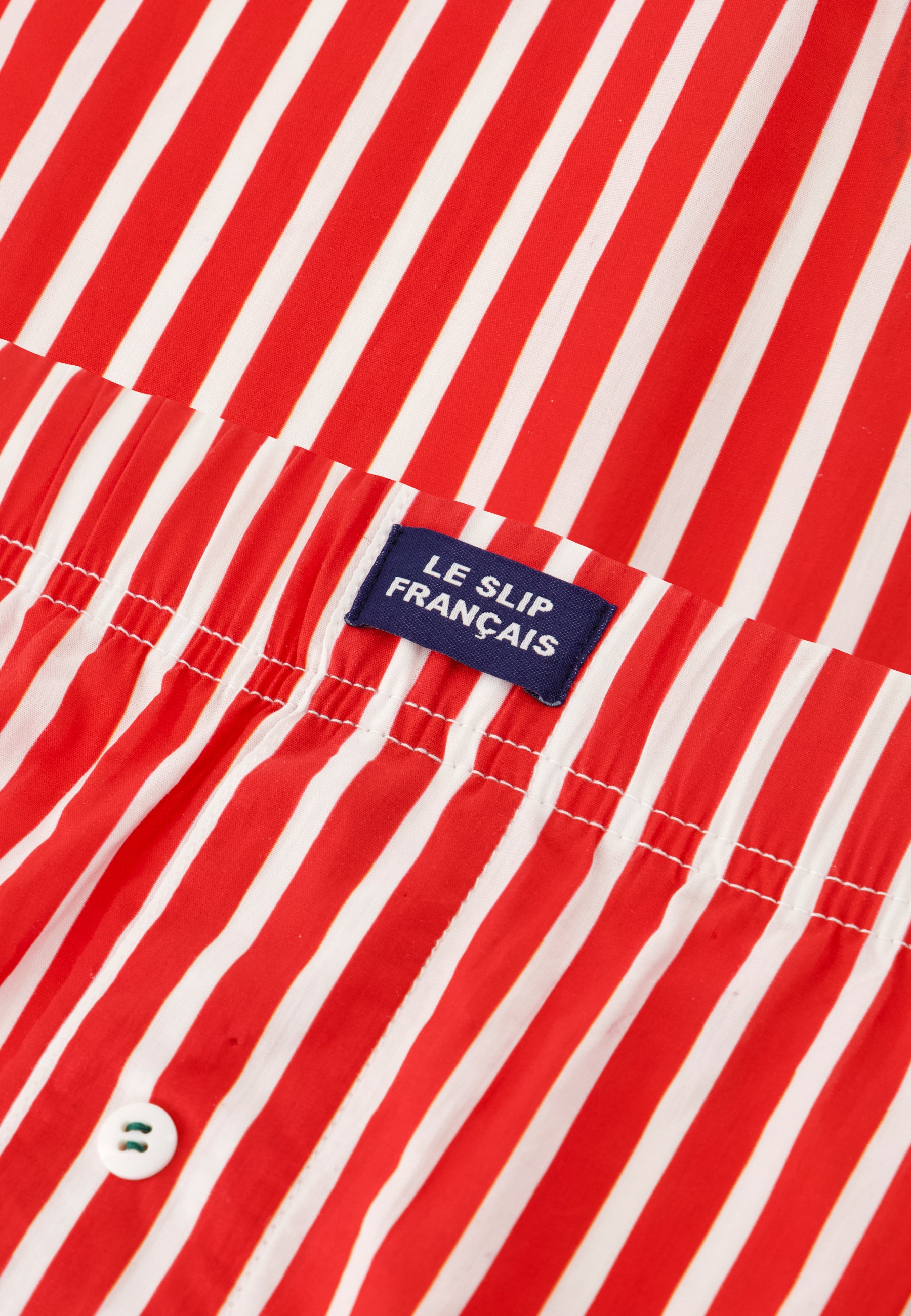 Red striped cotton boxer shorts - Jacques Rayures Rouge