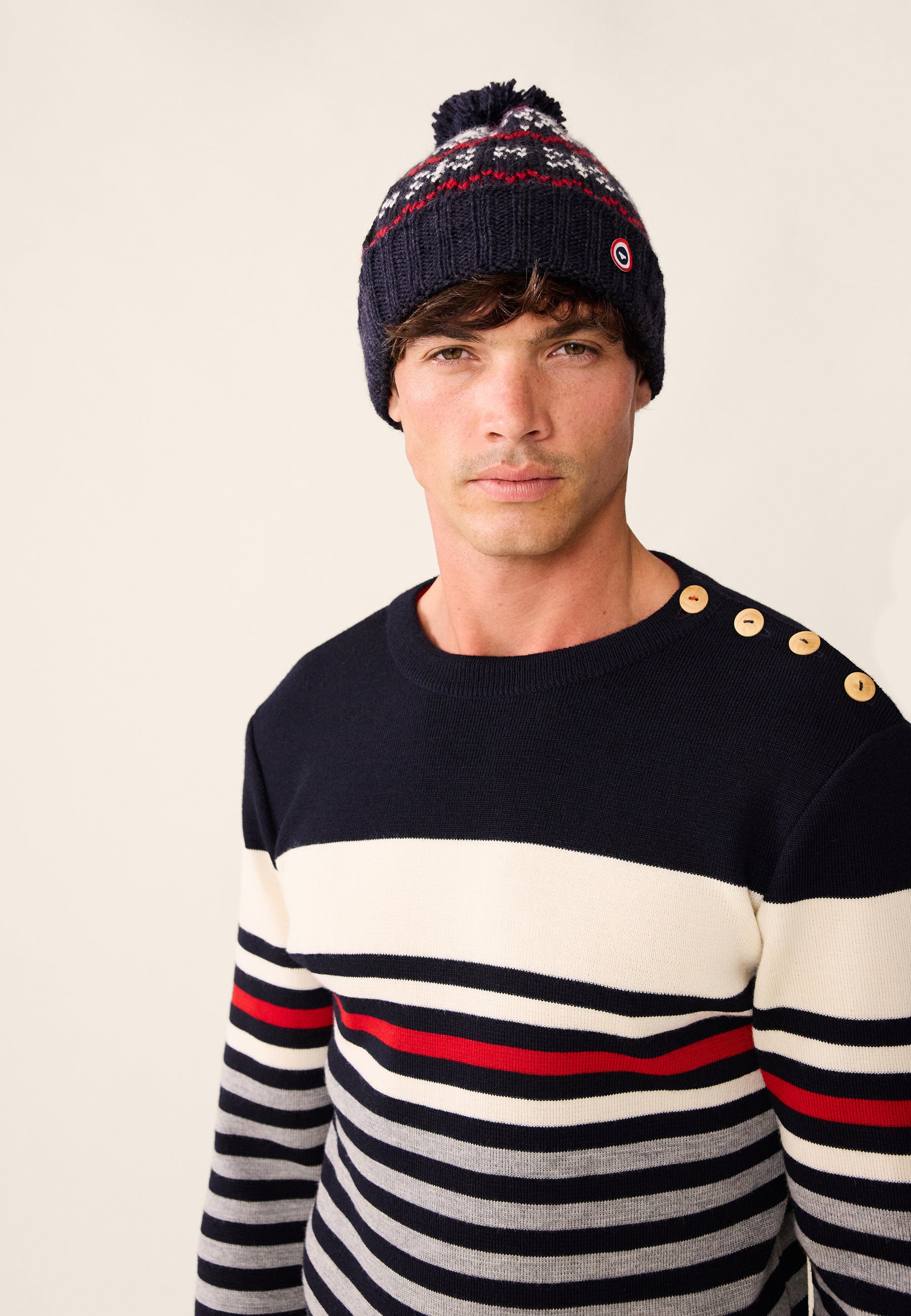 Bonnet en laine - Bonnet Pompon Flocon