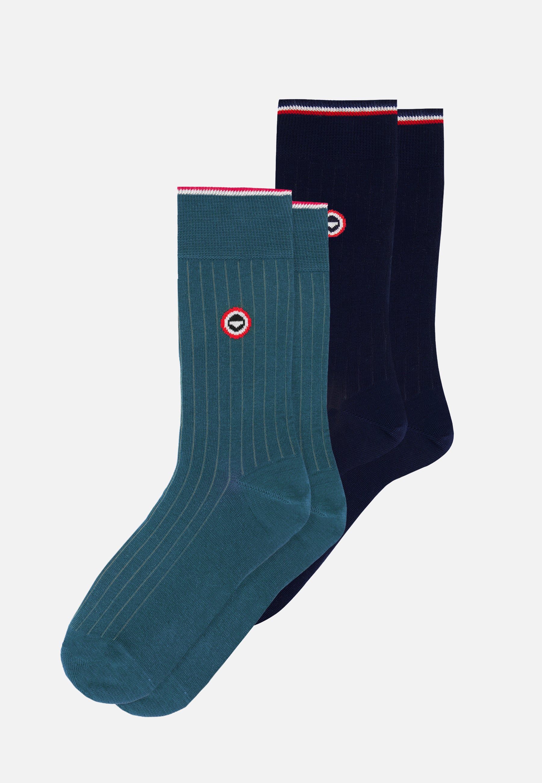 Lot de 2 chaussettes mi-hautes en fil d'Écosse - Chaussettes Bleu Canard Marine