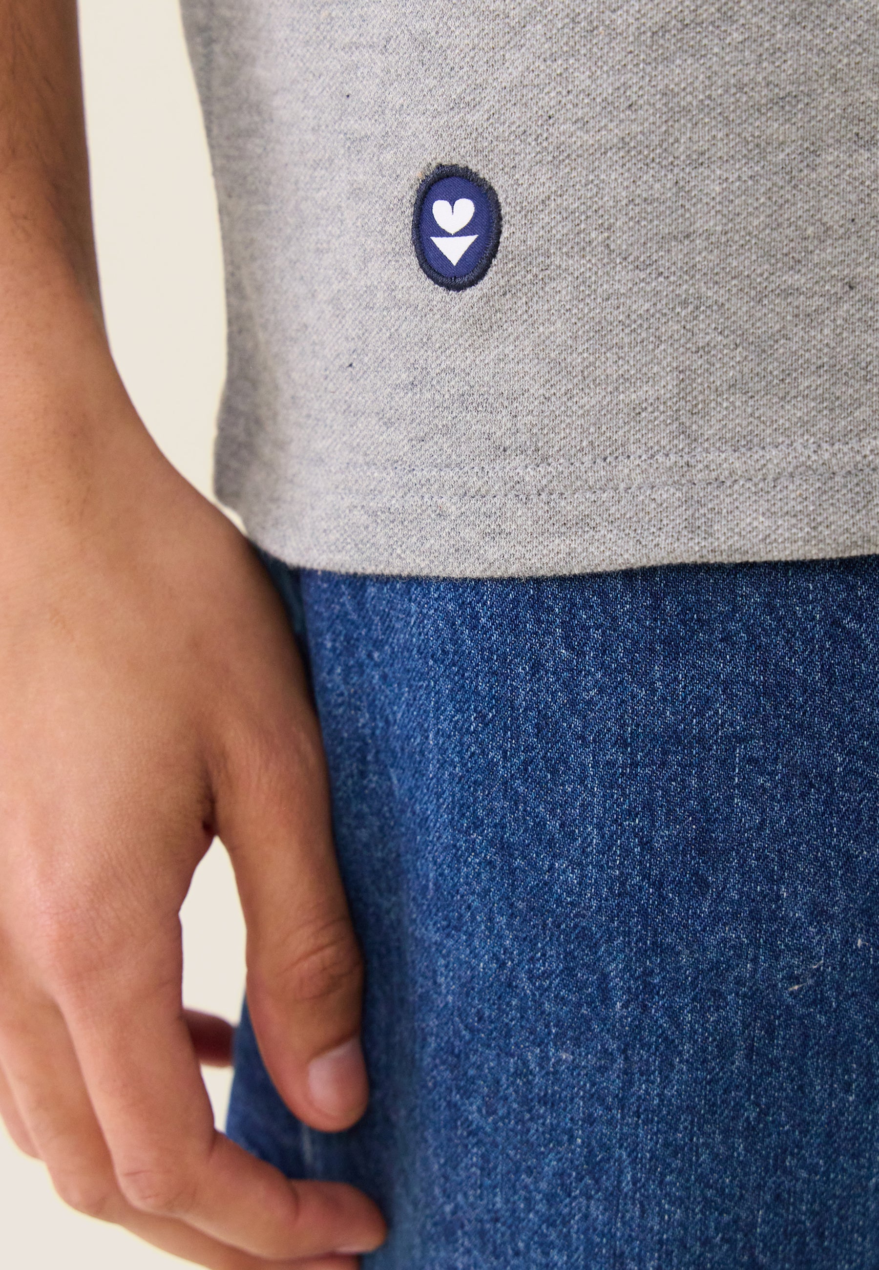 Polo en piqué de coton - Polo Gris Chiné