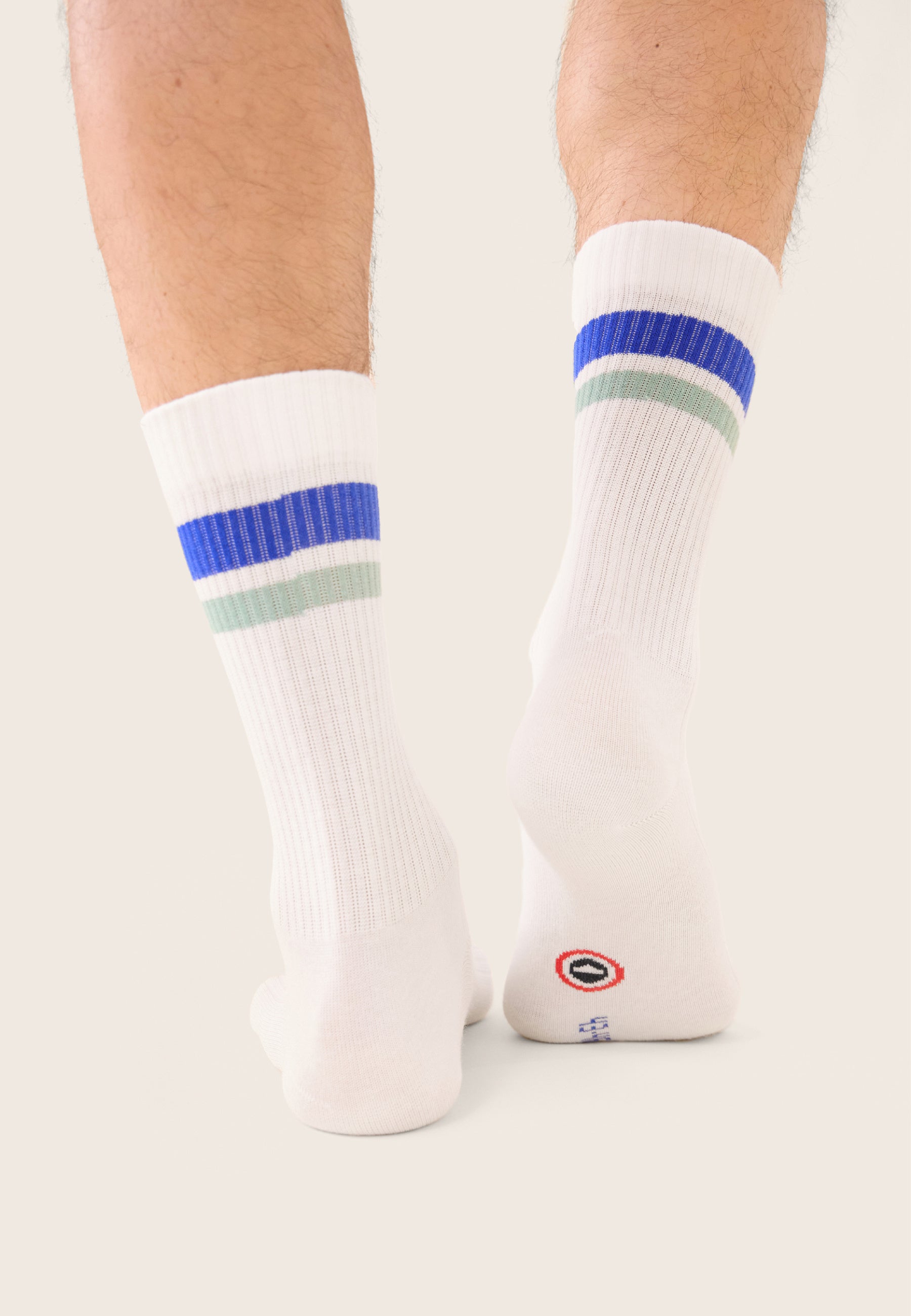 Chaussettes de sport mi-hautes rayées bleu et vert - Wilfried Horizontal Bleu Nautique Vert Azur