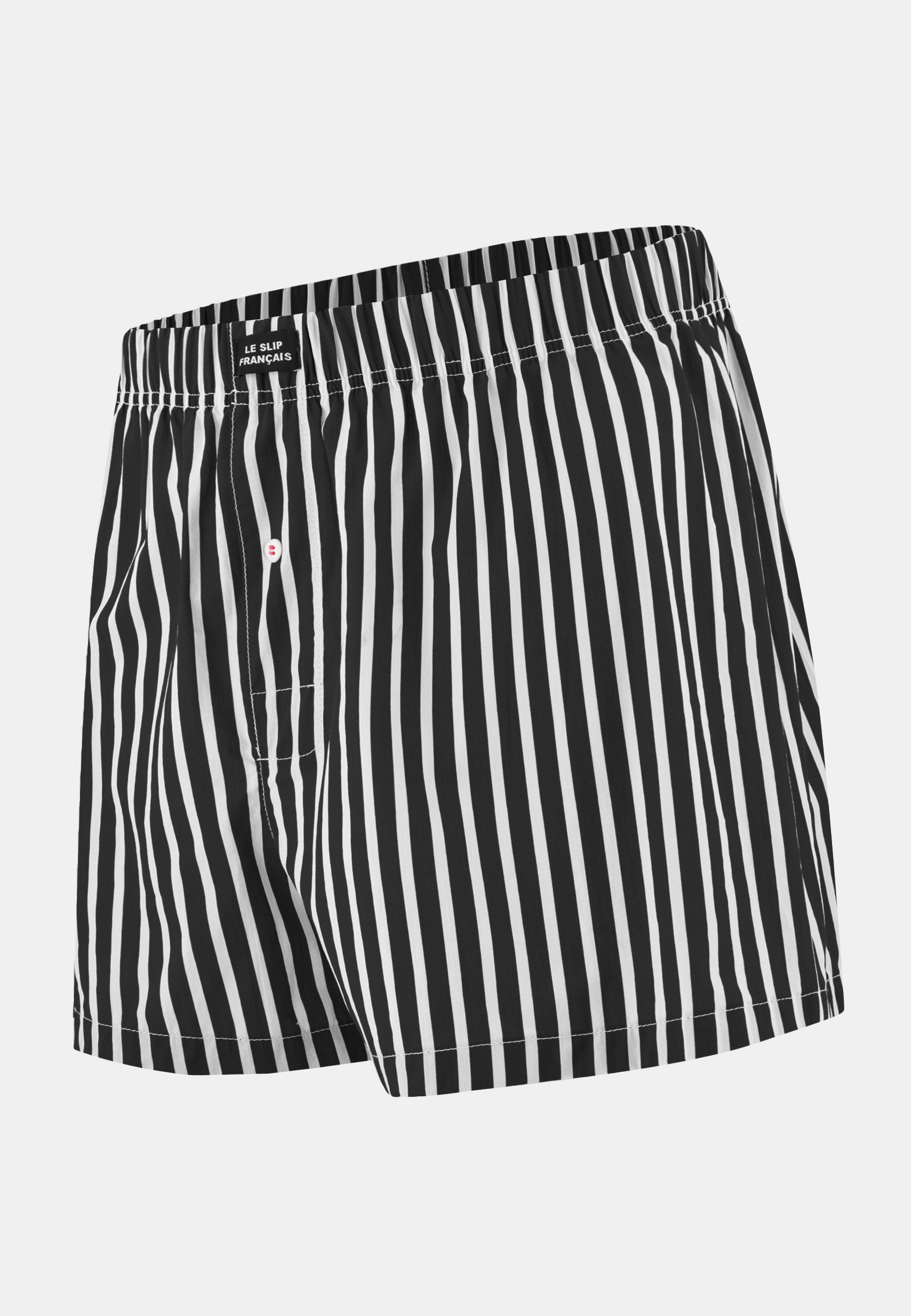 Black striped cotton boxer shorts - Jacques Rayures Noir