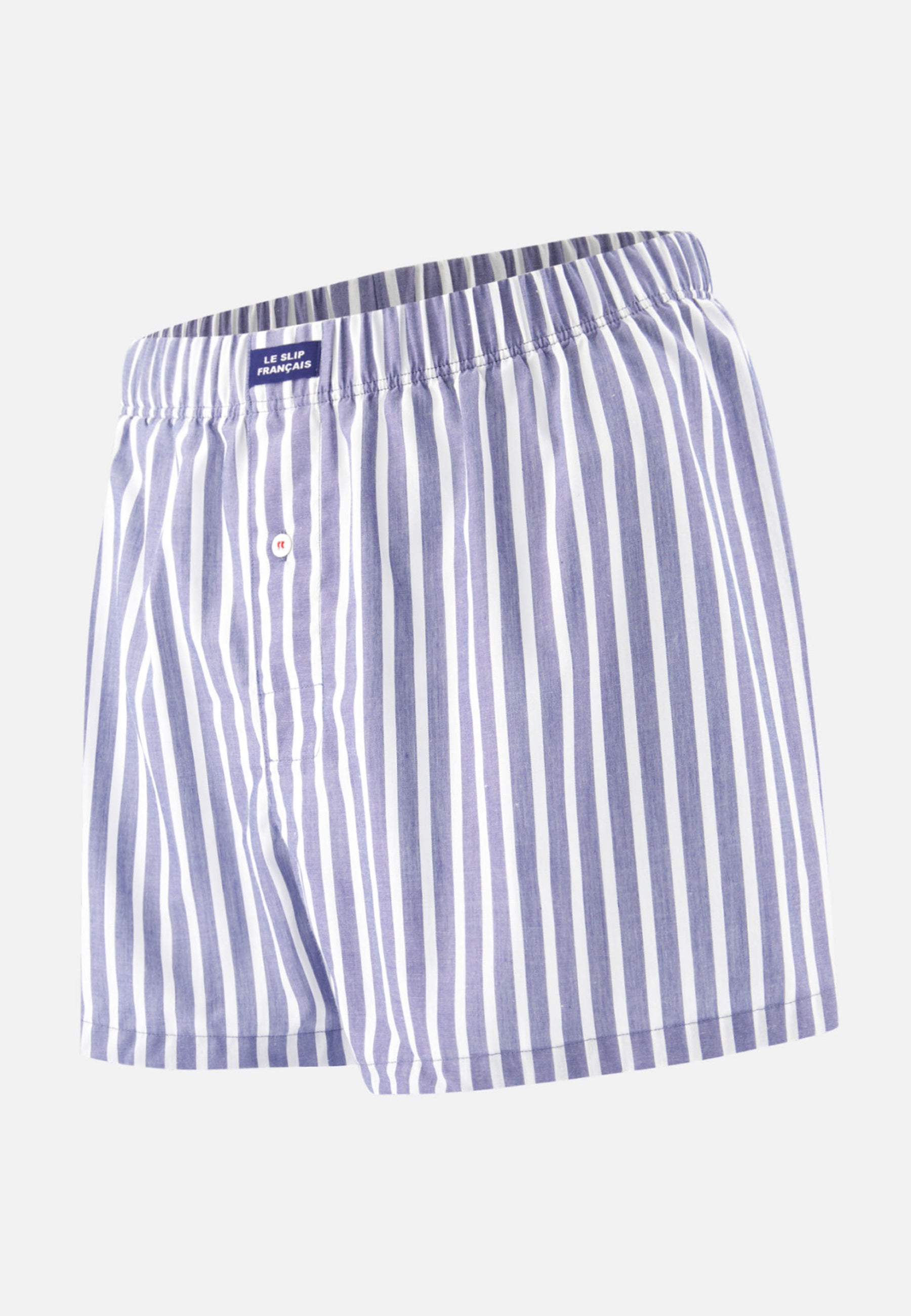 Caleçon à rayures bleu et gris en coton - Jacques Sens Bleu Gris