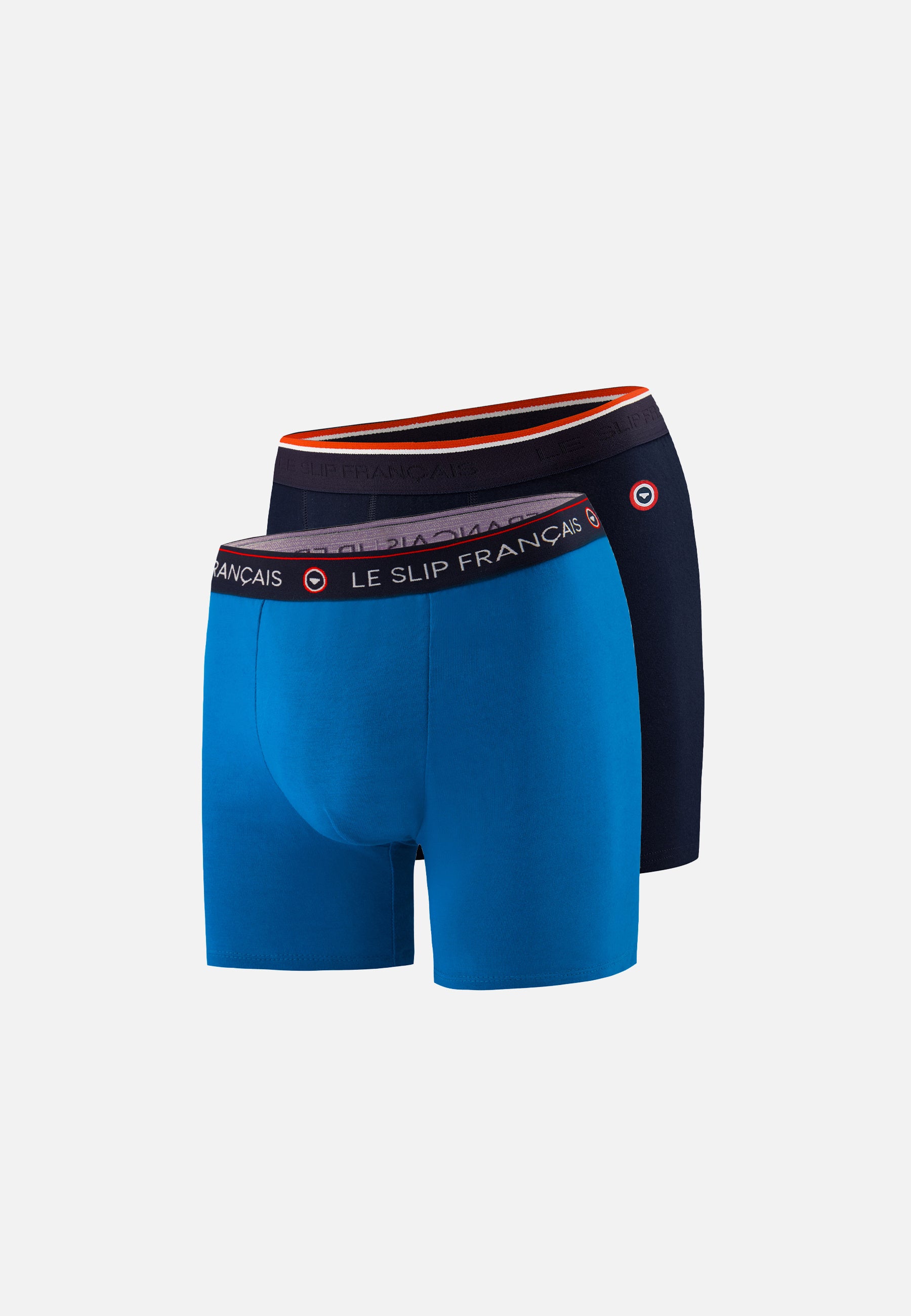 Pack of 2 long cotton boxers - Navy Blue Turquoise Boxers