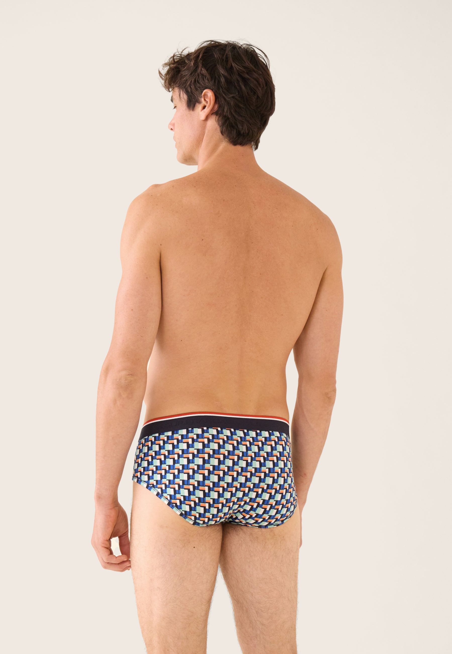 Green cotton briefs with a Corbusier pattern - Terrible Corbusier Azure Green
