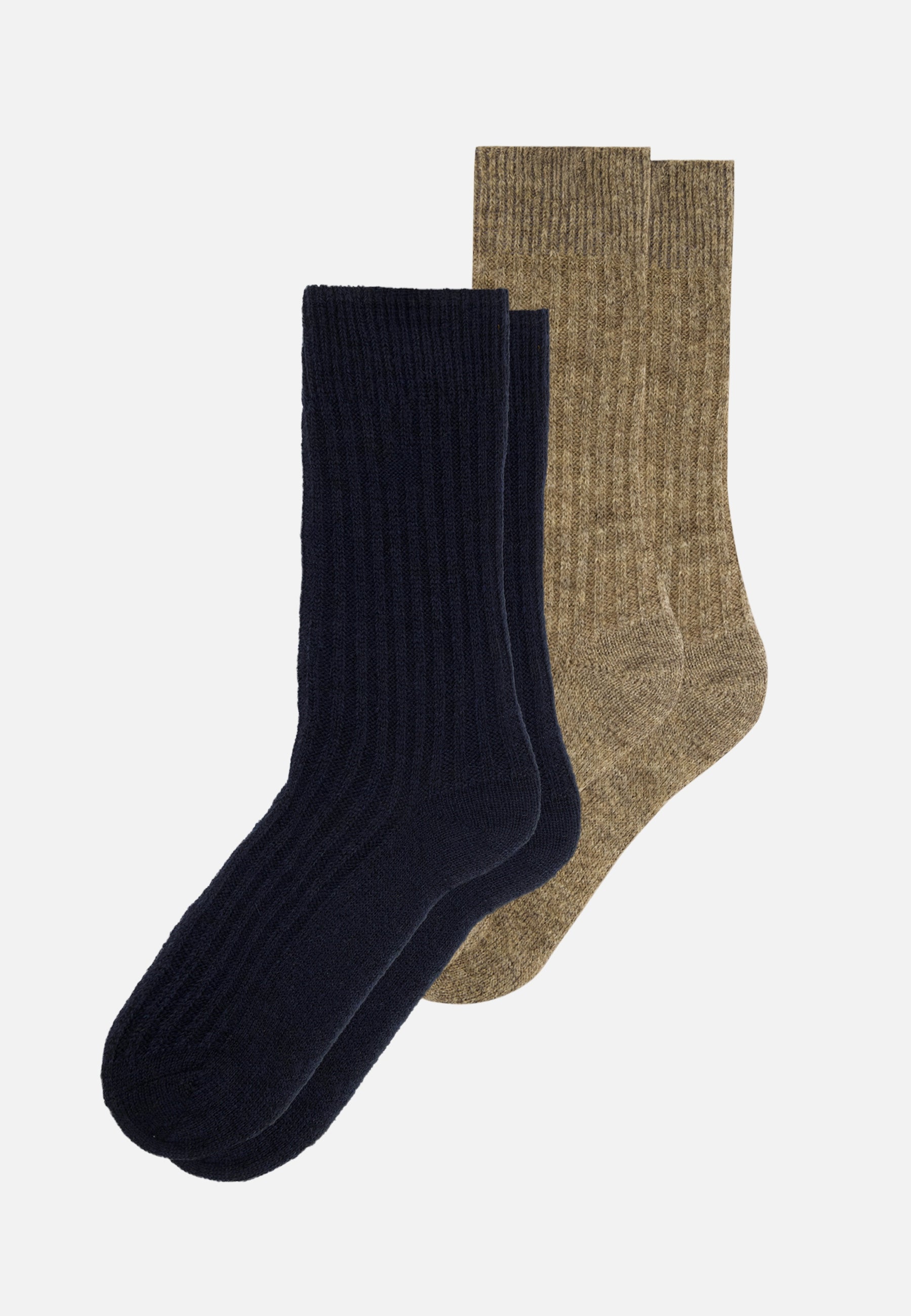 Lot de 2 chaussettes mi-hautes en mohair - Chaussettes Marine Camel