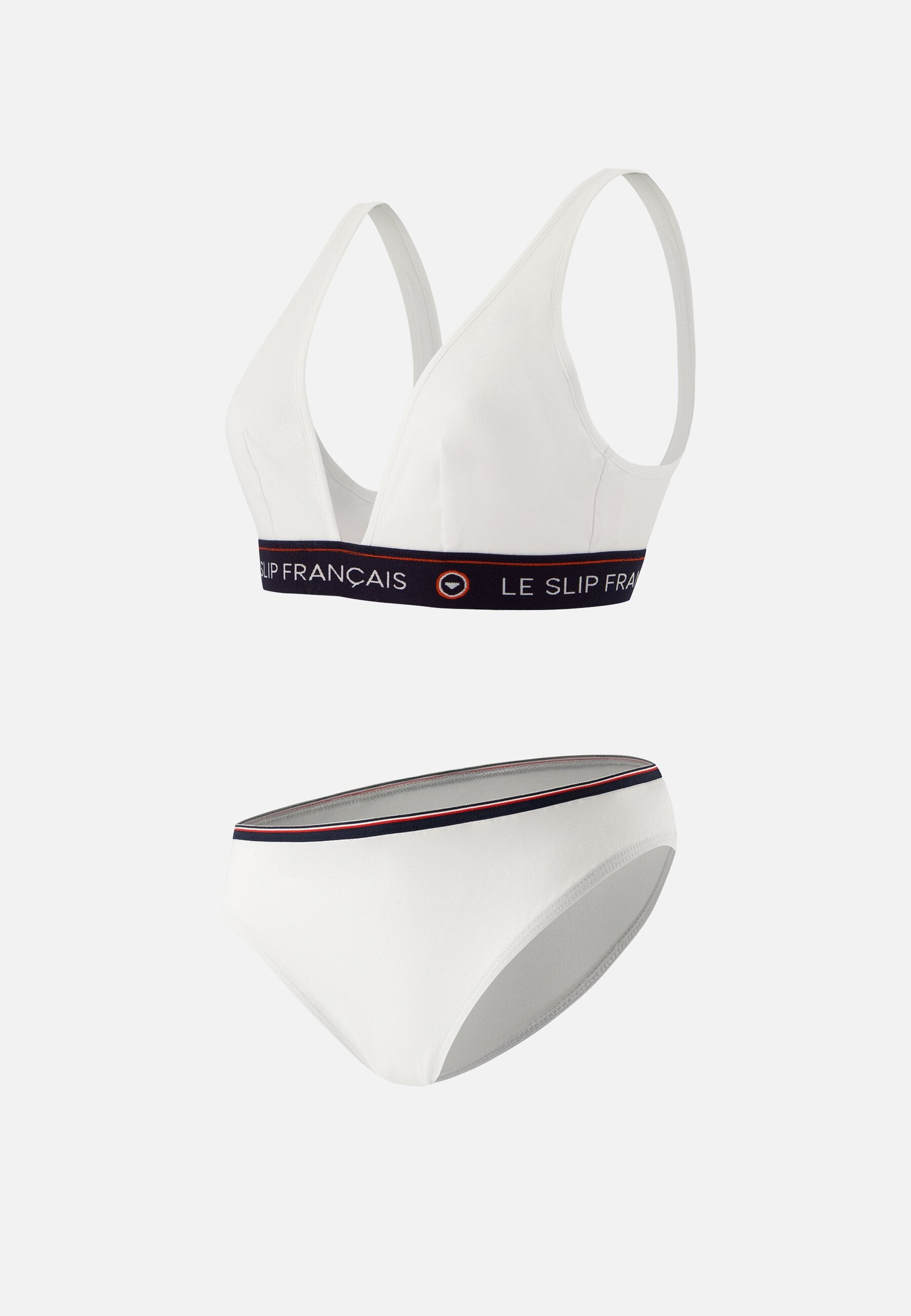 Ensemble culotte soutien-gorge triangle en coton - Séduisante Lucette Blanc