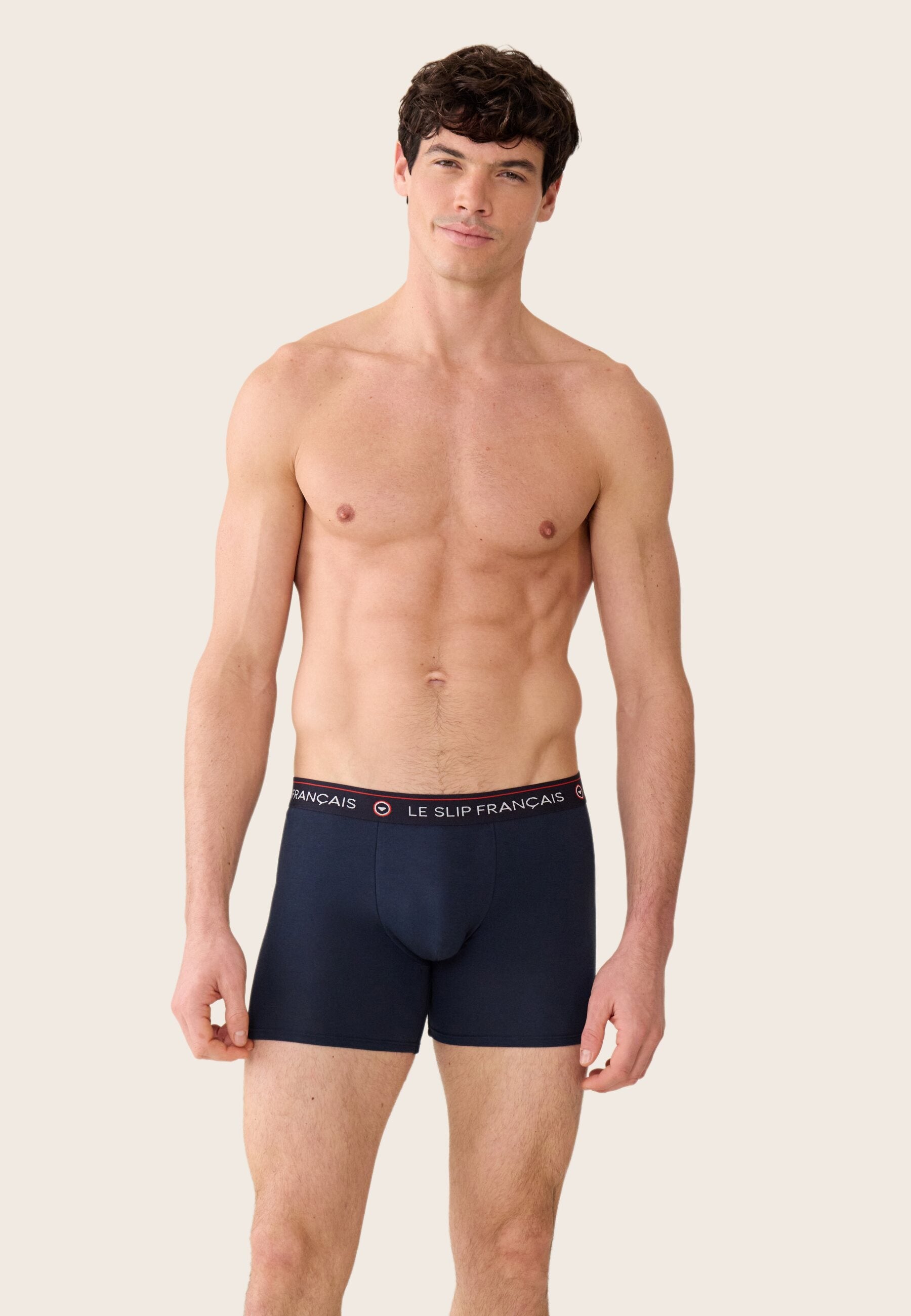 Lot de 3 boxers longs en coton - Boxers Longs Marine Bleu Jean Noir