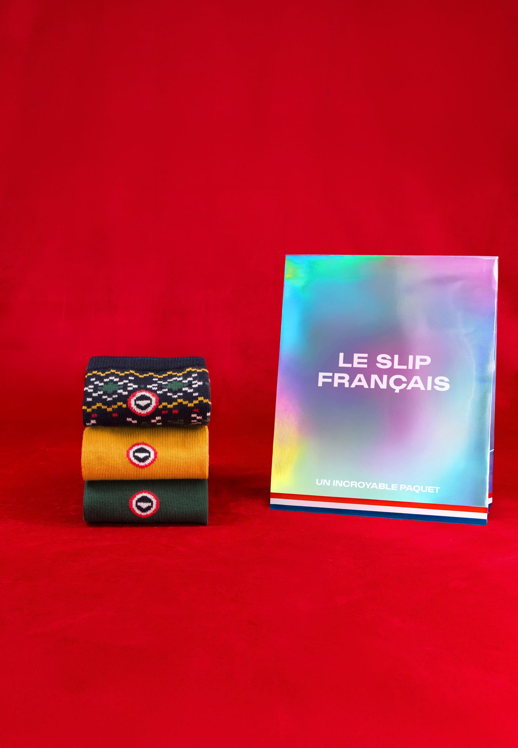 Pack of 3 mid-calf cotton socks - Half Block Socks Fir Green Snowflake