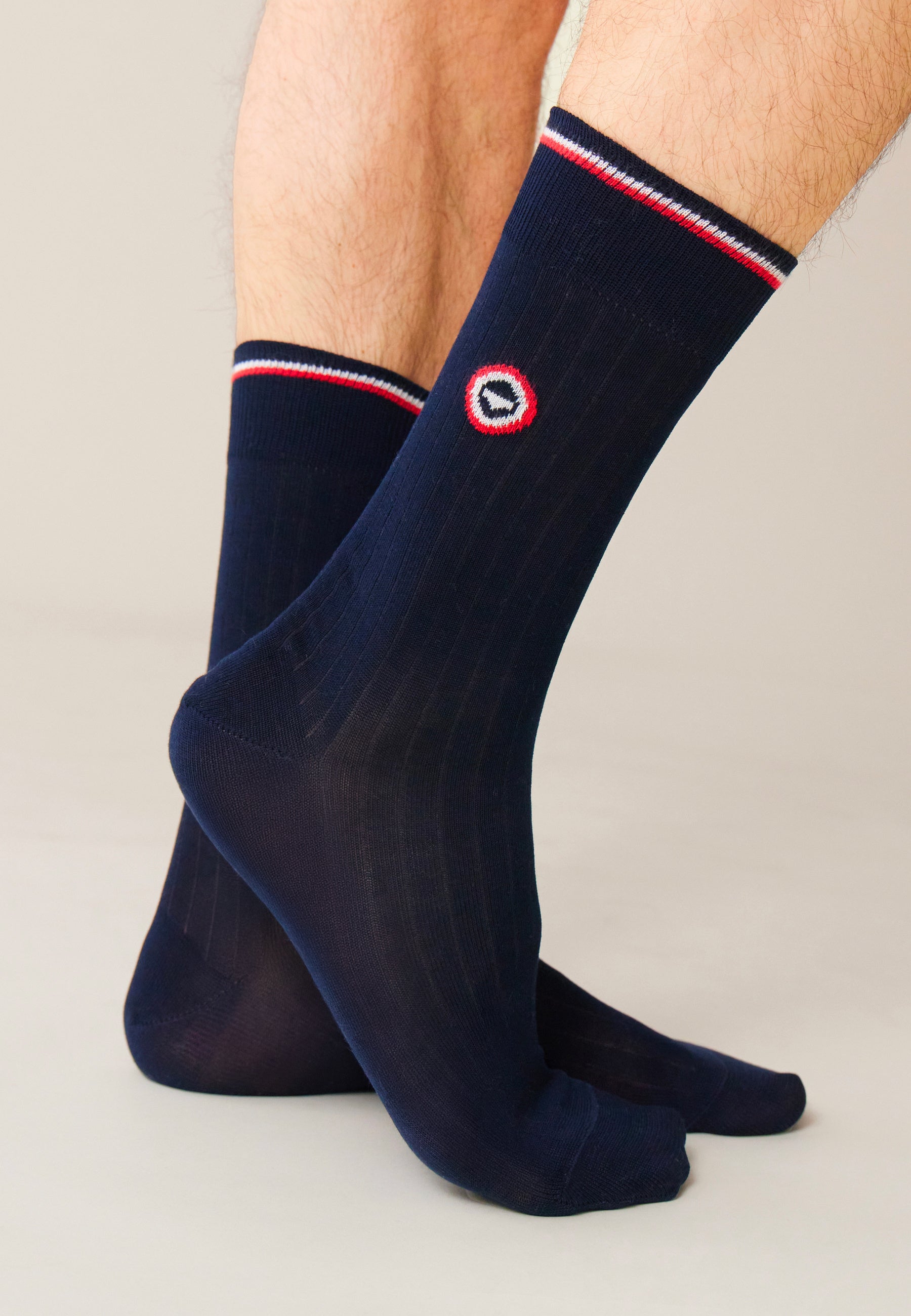 Lot de 2 chaussettes mi-hautes en fil d'Écosse - Chaussettes Marine Bleu Acier