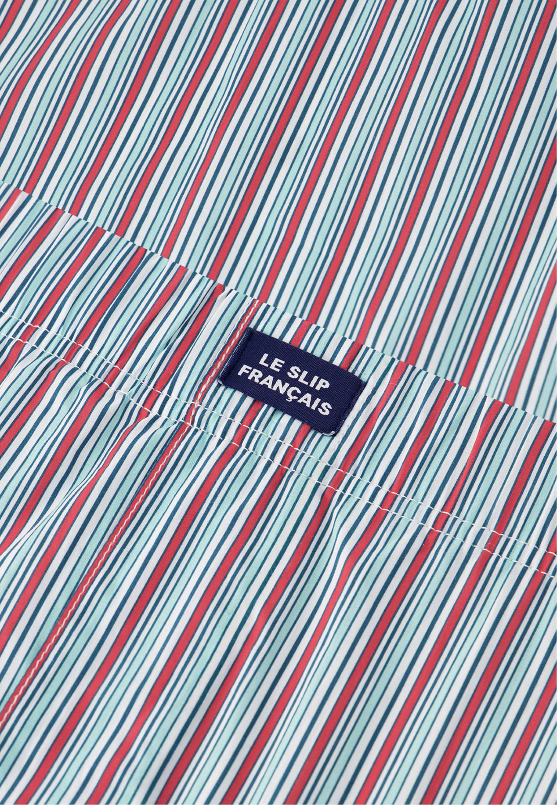 Cotton T-shirt and Shorts Pyjama Set - Formidable Pyjama Set in Duck Blue Jacquot Stripes Mattress Cherry Pink