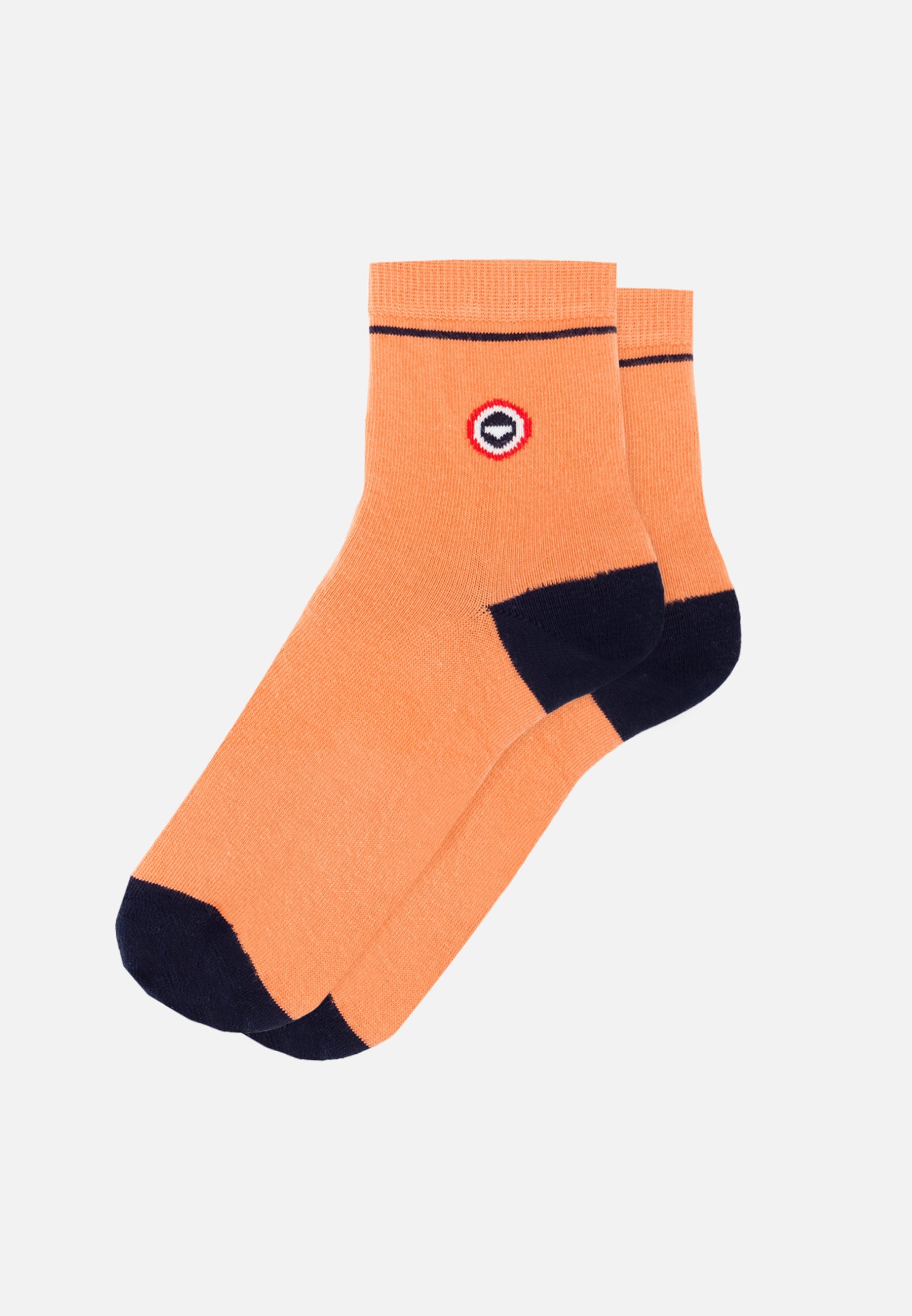 Chaussettes mi-hautes femme rose et bleu marine - Lucie Talon Pointe Rose Pêche Marine