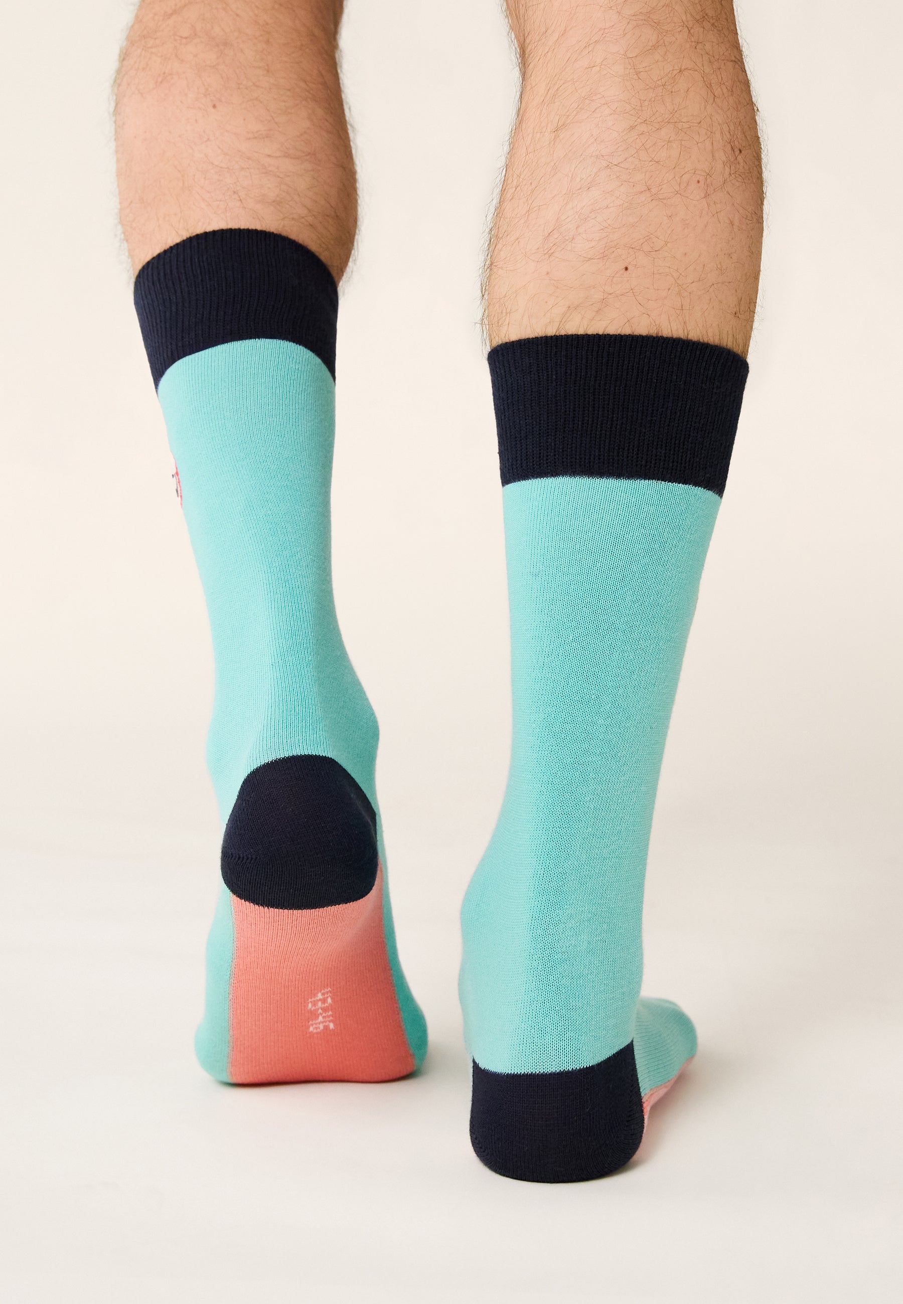 Mid-calf cotton socks - Lucas Bloc Mint Neon Pink
