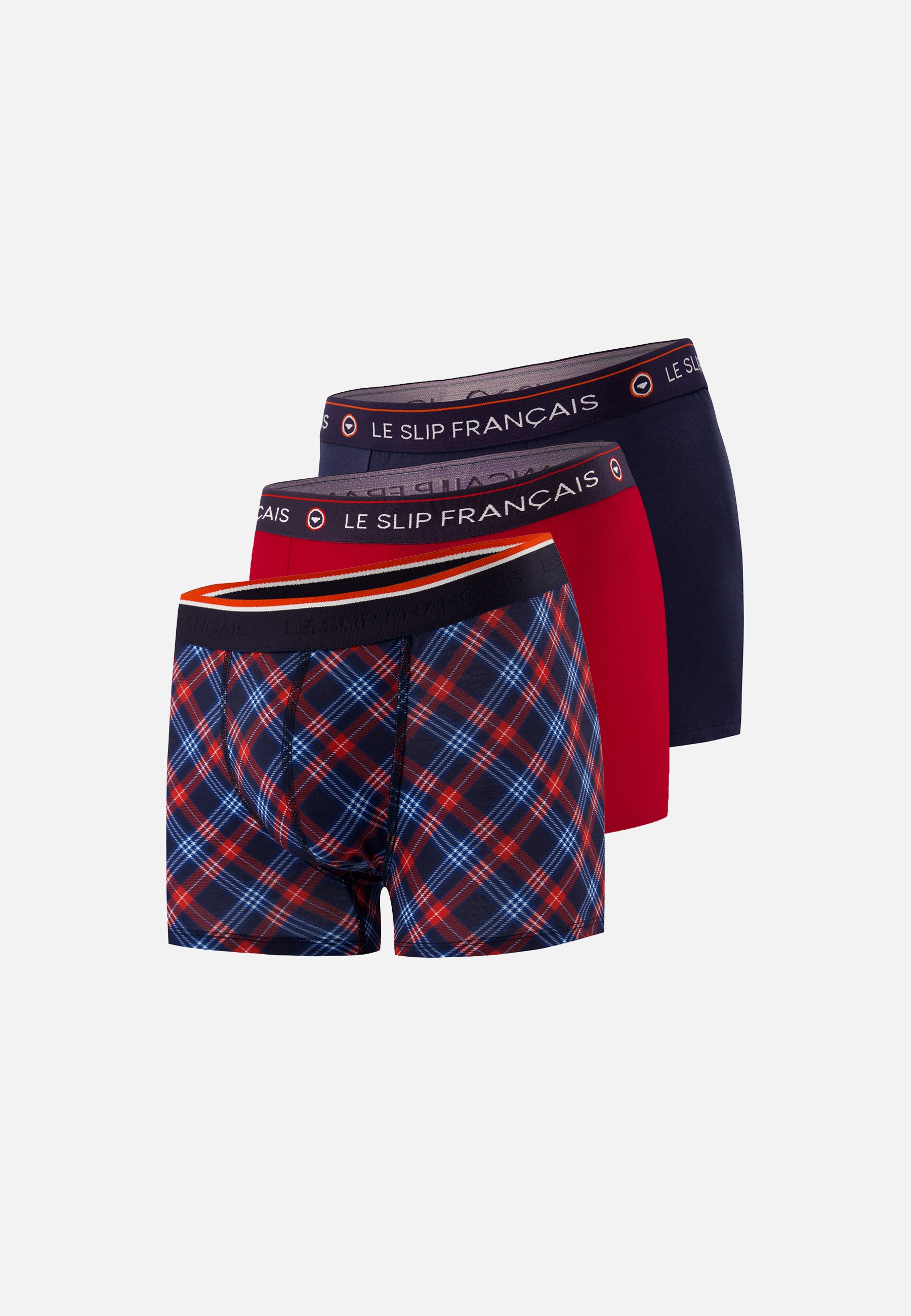 Pack of 3 cotton boxer shorts - Navy Tartan Red Boxer Shorts