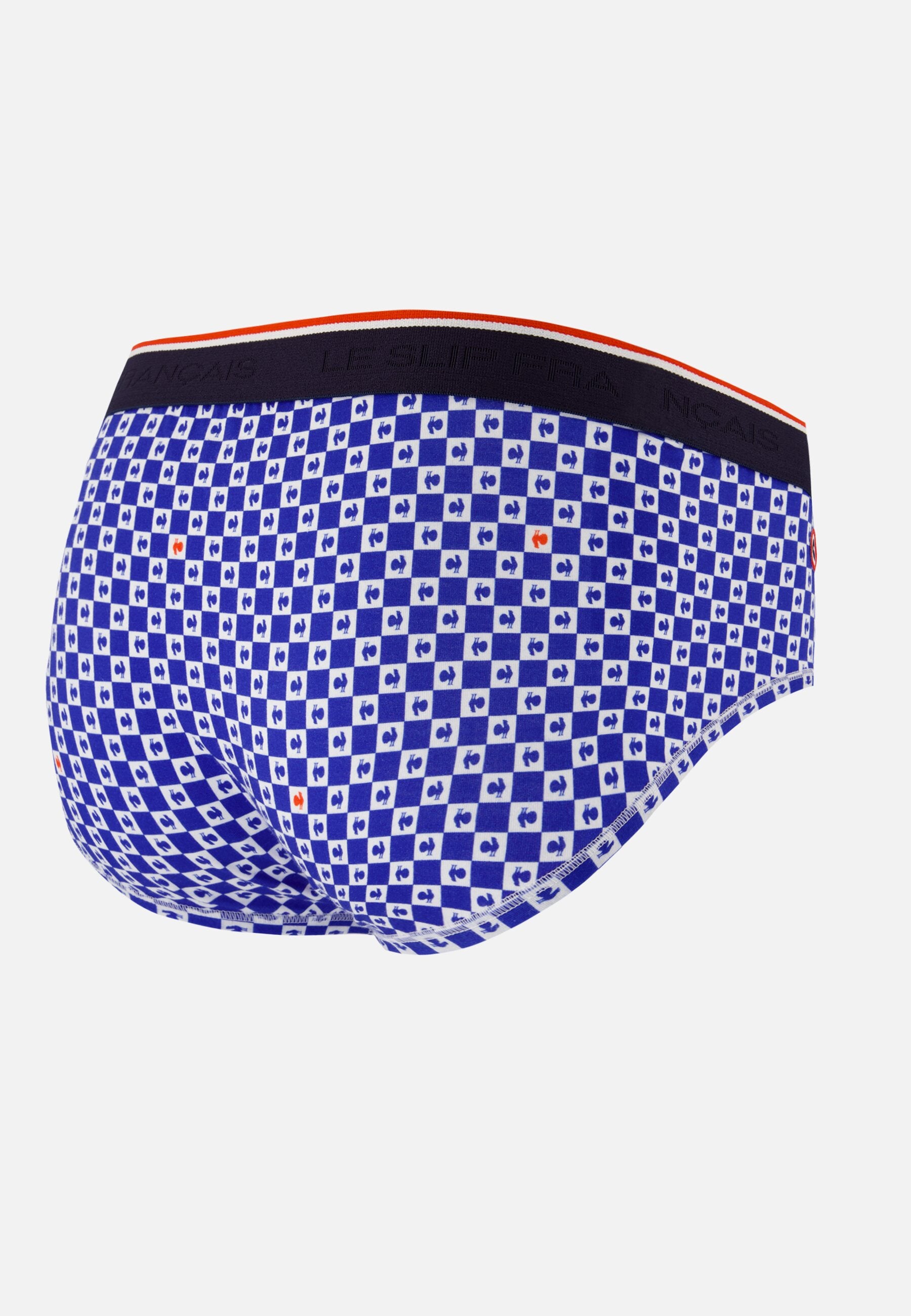 Slip bleu à motif damier france rugby en coton - Terrible Damier Indigo France Rugby