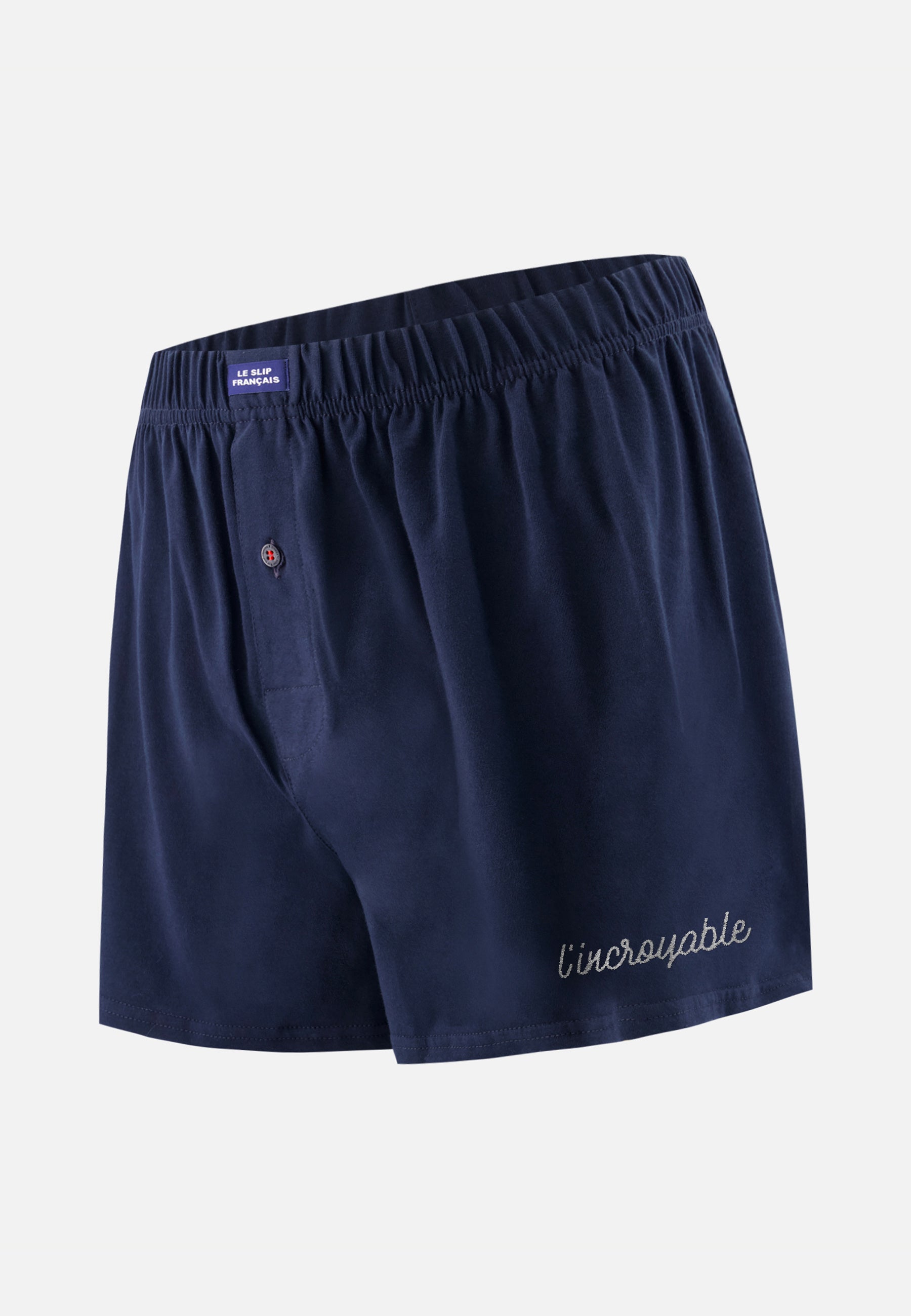 Caleçon bleu marine en jersey de coton - Fredo Marine Brodé L'Incroyable