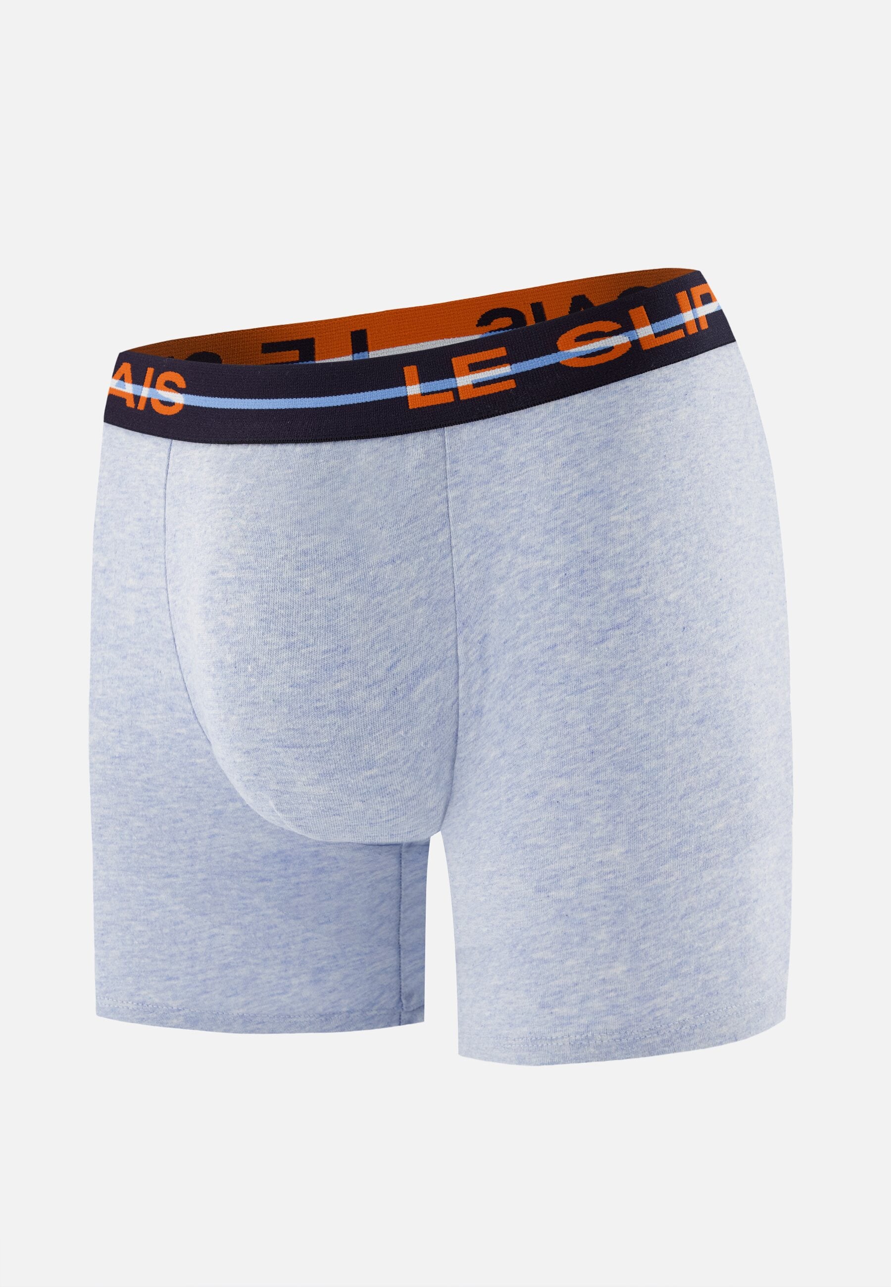 Boxer long bleu en coton - Redoutable Long Bleu Ciel Chiné