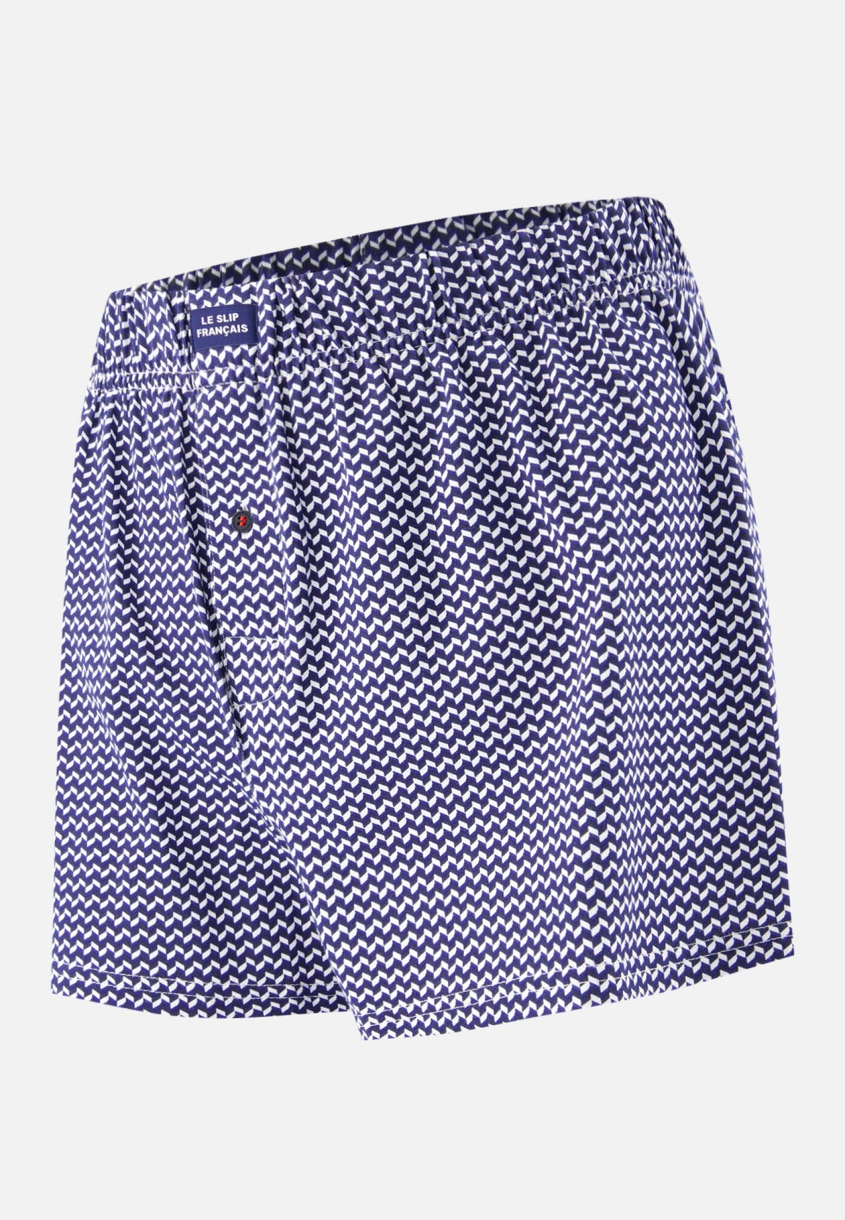 Caleçon à chevrons bleu blanc noir en jersey de coton - Fredo Chevron