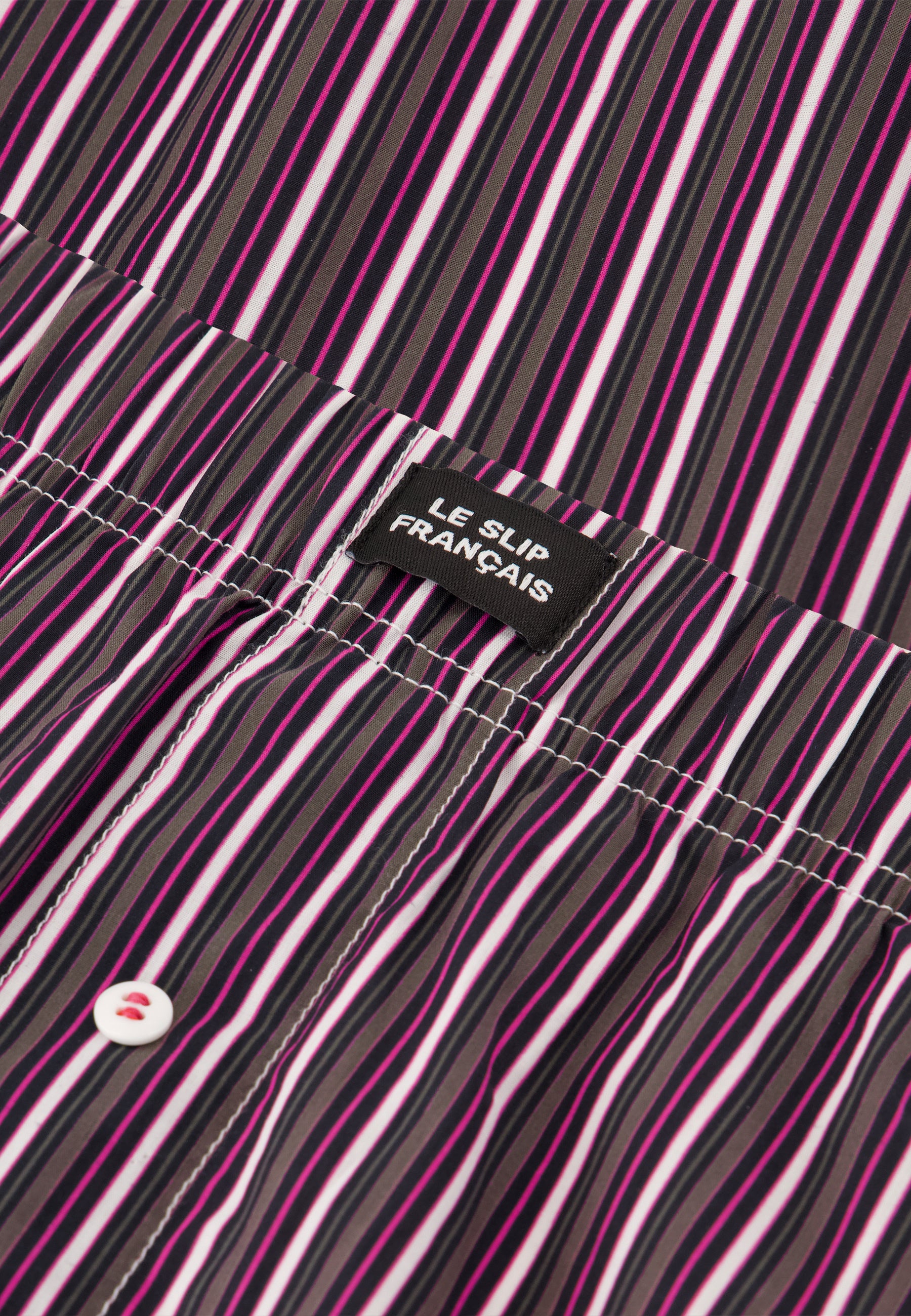 Caleçon matelas fuchsia à rayures en coton - Jacques Rayures Matelas Fuchsia