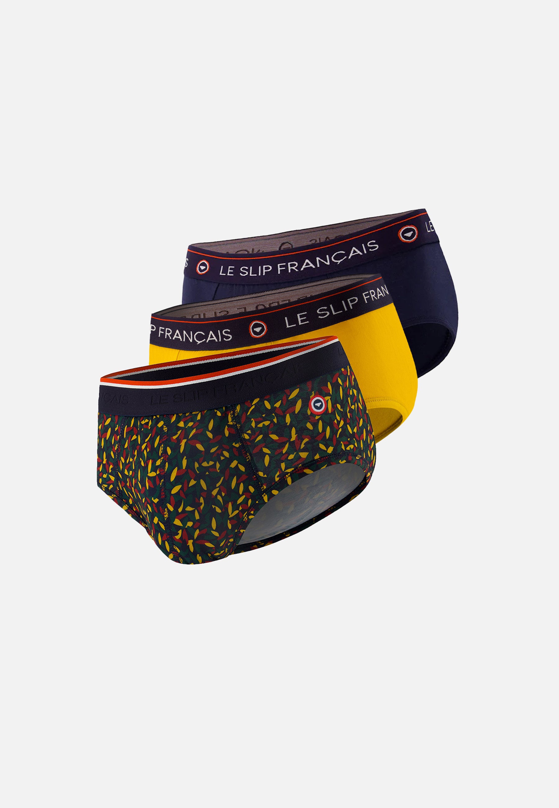 Pack of 3 cotton briefs - Navy, Fir Green, Mustard briefs