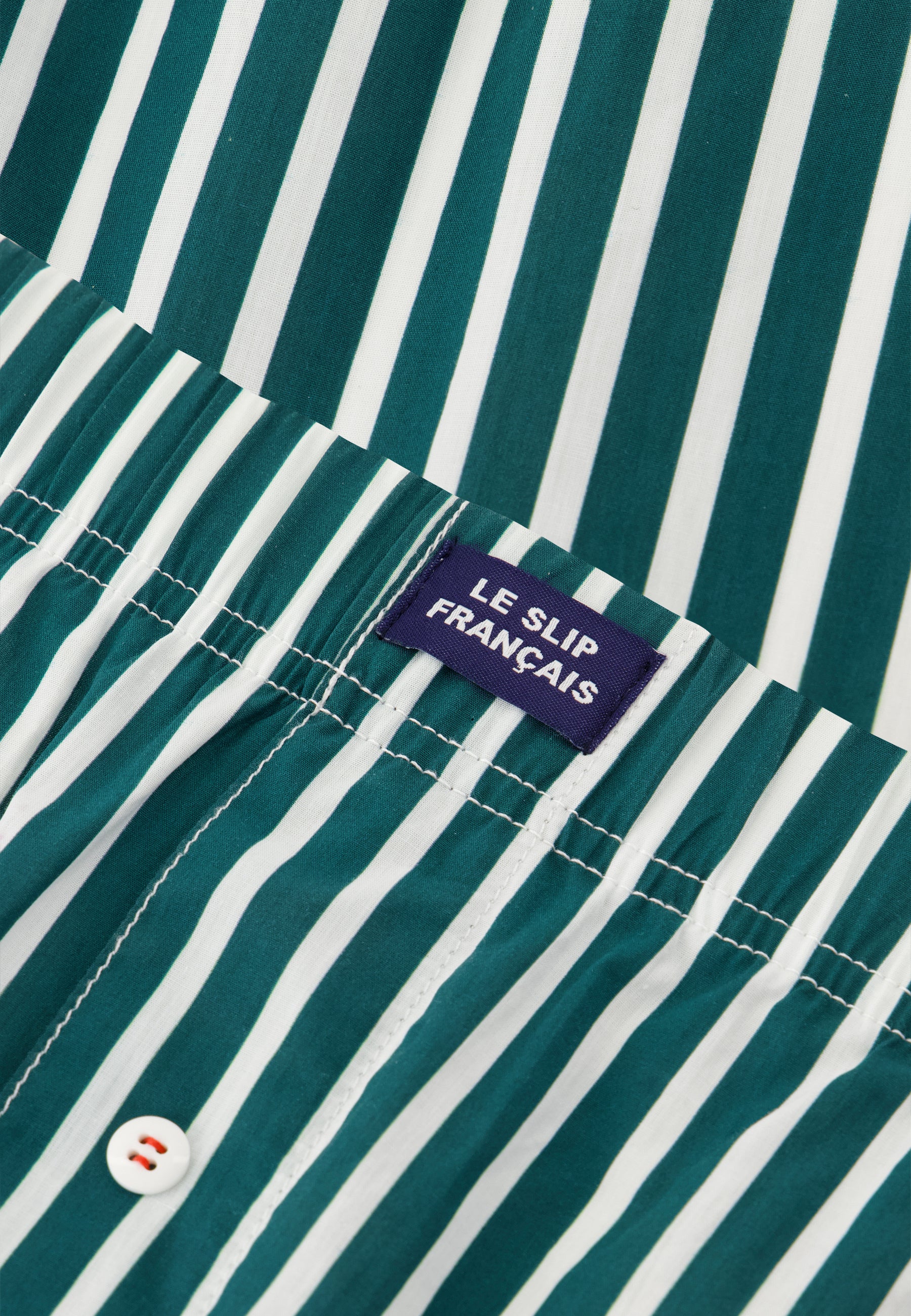 Pine green striped cotton boxer shorts - Jacques Pine Green Stripes
