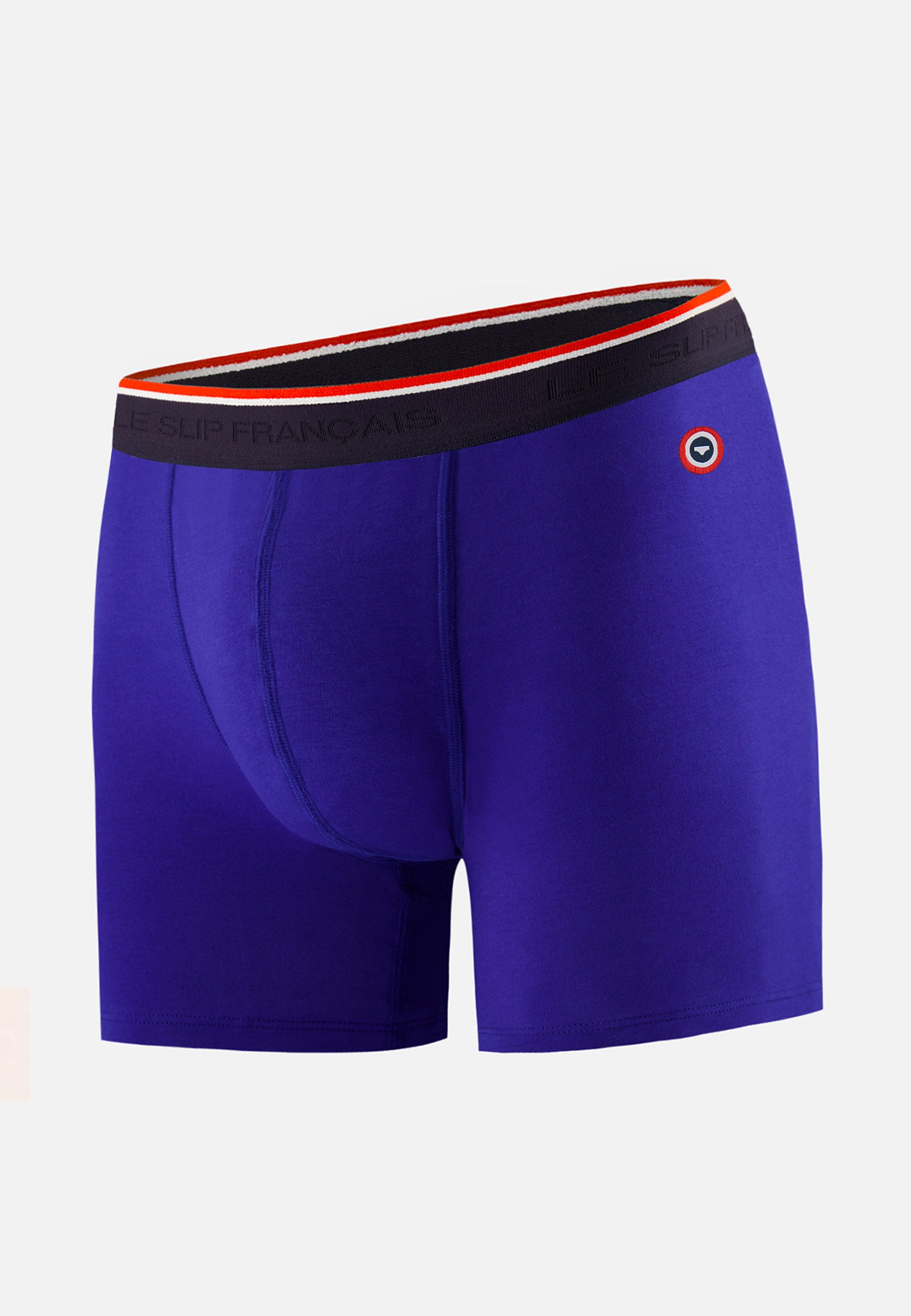 Boxer long bleu en coton - Michel Indigo