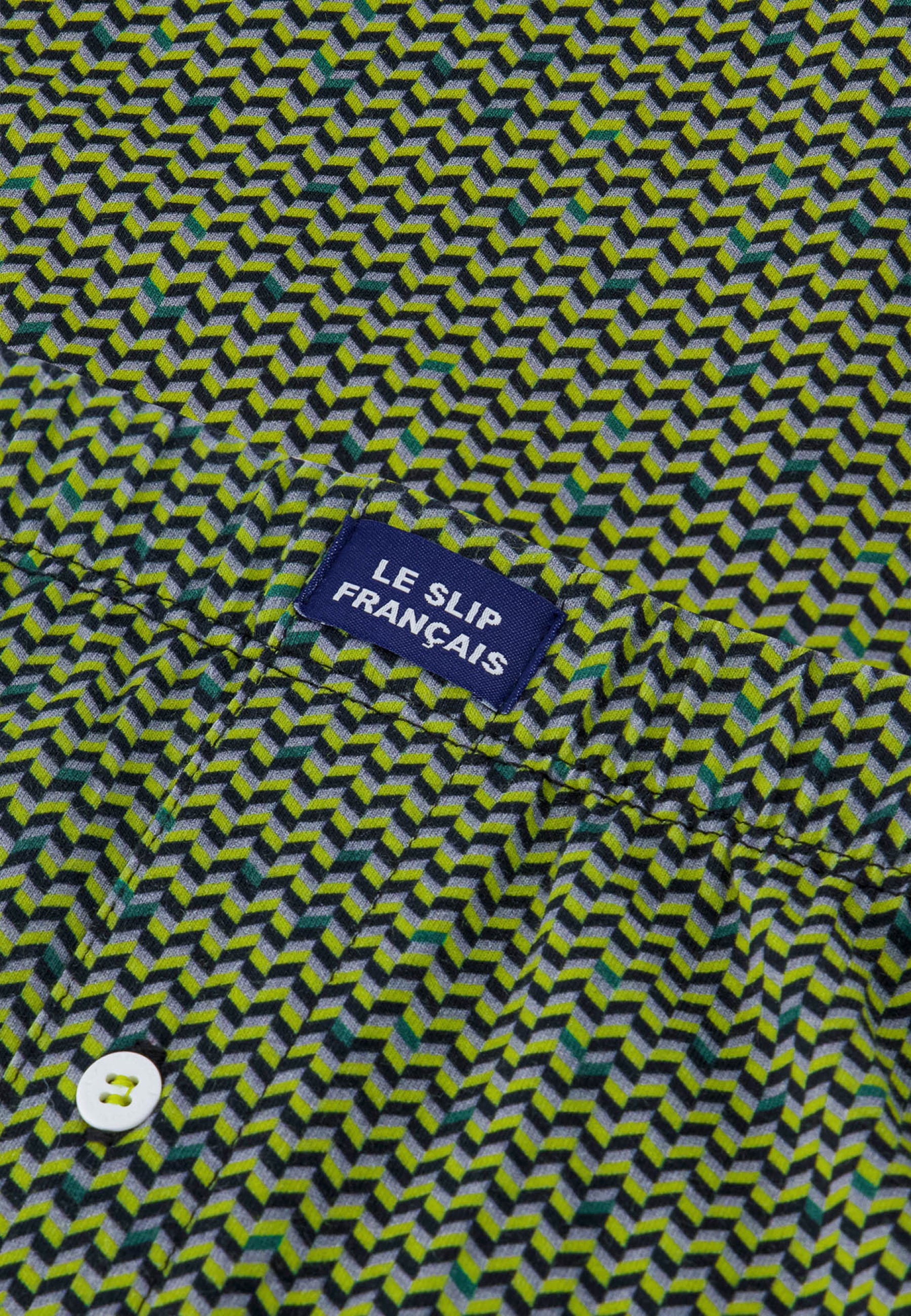 Caleçon à motif chevron jaune anis en jersey de coton - Fredo Chevron Jaune Anis